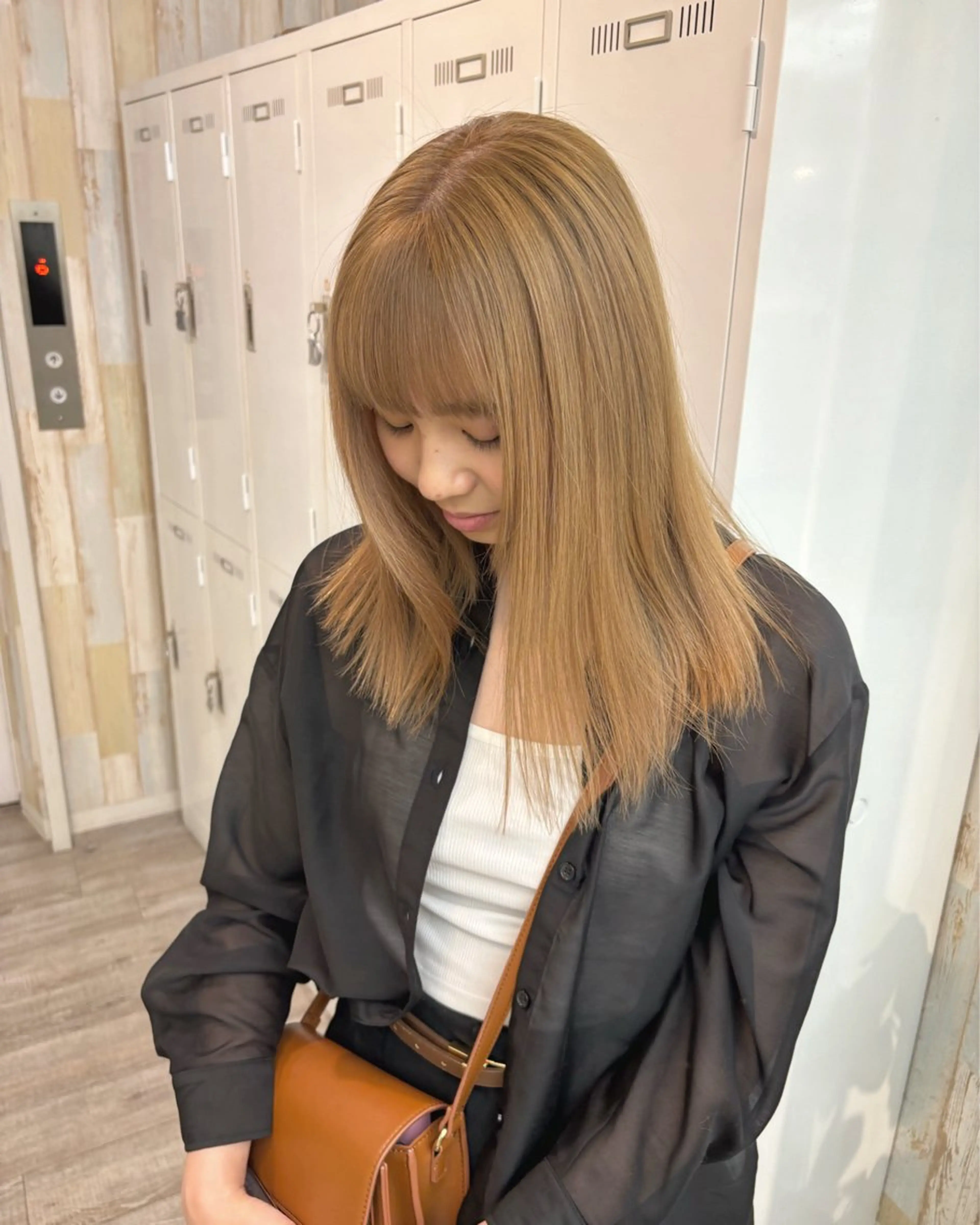 セミロング カラー 広島/わかな/ヘア セット/オリーブのヘアスタイル