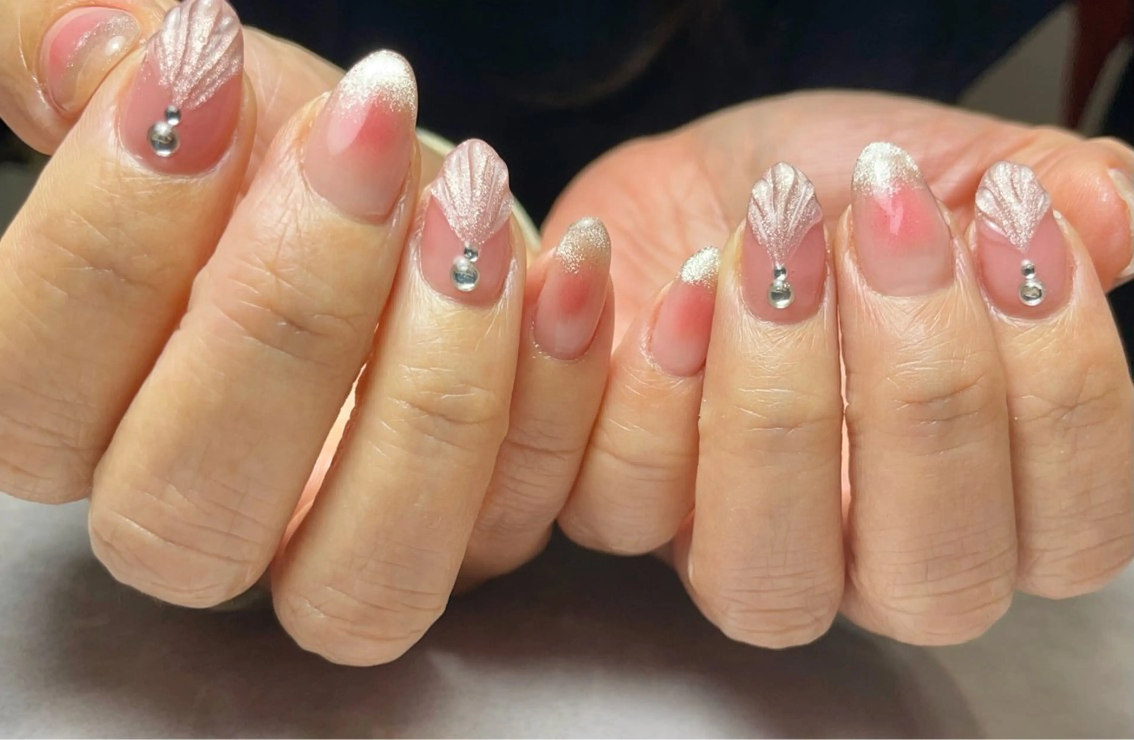 ネイル チークネイル フレンチネイル マグネットネイル マグネットフレンチ ピンク BLANCEnail所属・BLANCnail yuuのネイルデザイン
