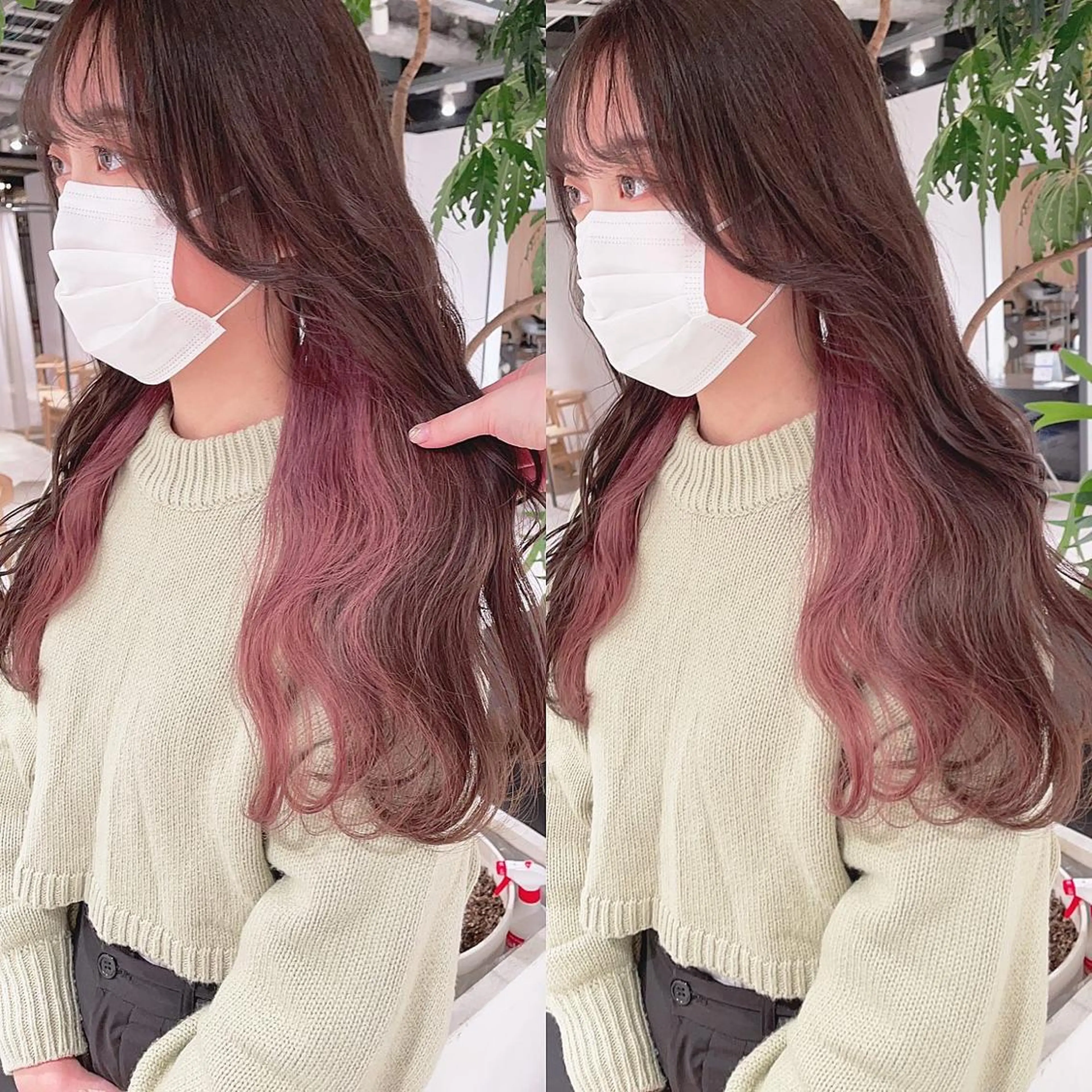 ロング カラー ブリーチ ピンクカラー ヘアカラー トリートメント 渋谷:インナーカラー ／🍒エリカ🍒のヘアスタイル