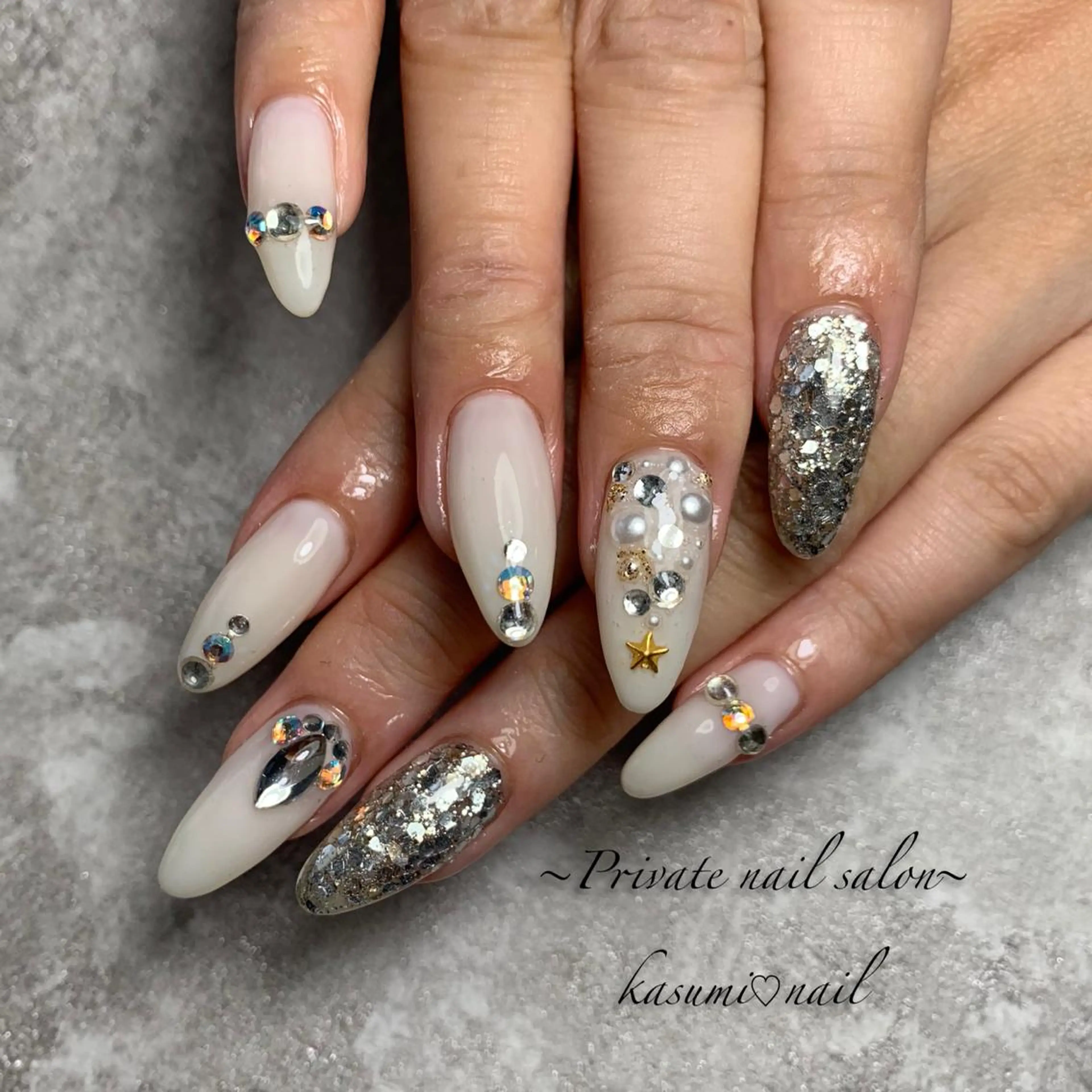 ネイル マグネットネイル ミラーネイル ニュアンスネイル 春ネイル KASUMI♡ Nailのネイルデザイン