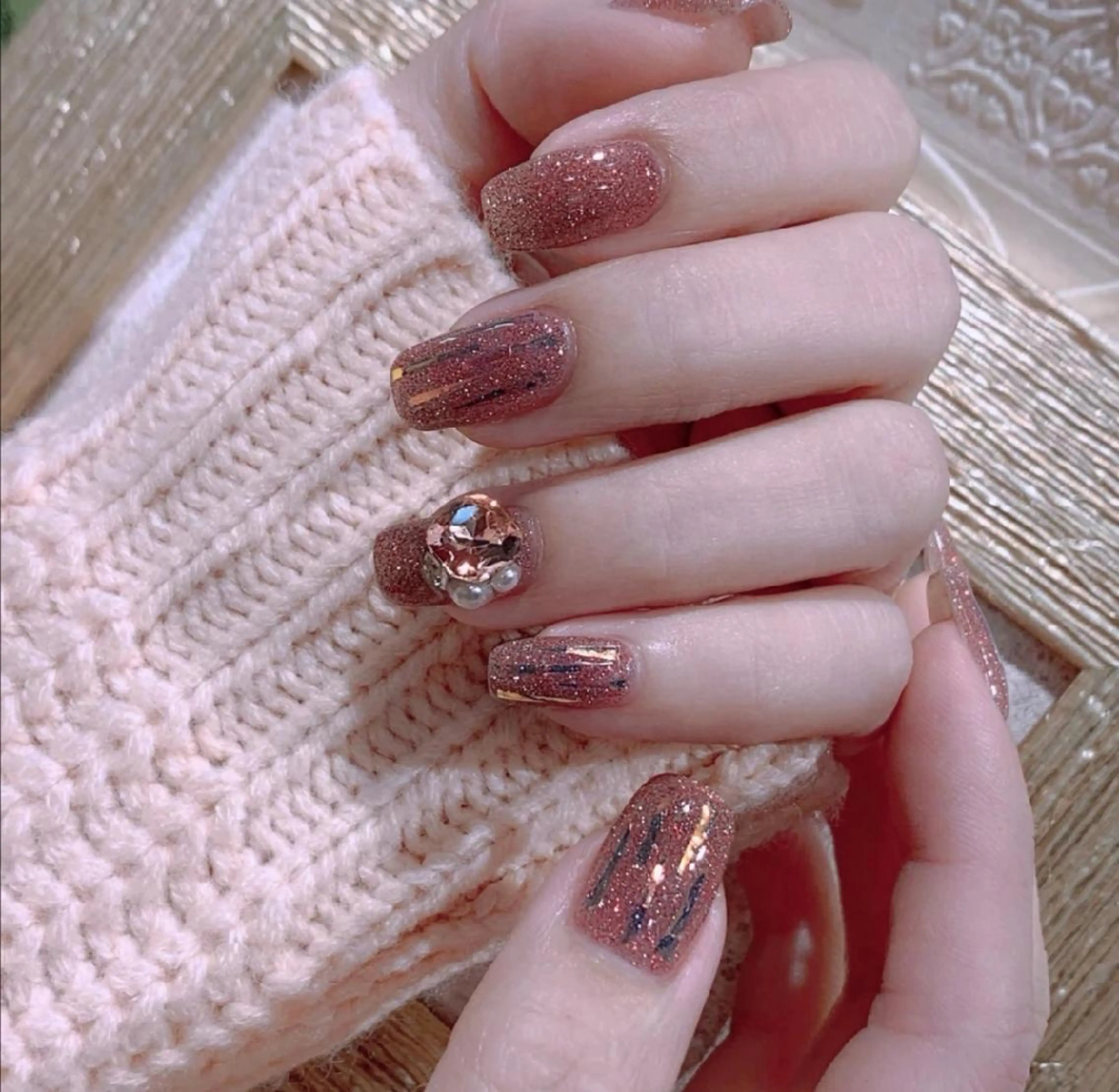 セミロング ネイル フラッシュネイル ネイリストゆか💅 長さだし、深爪矯正のネイルデザイン