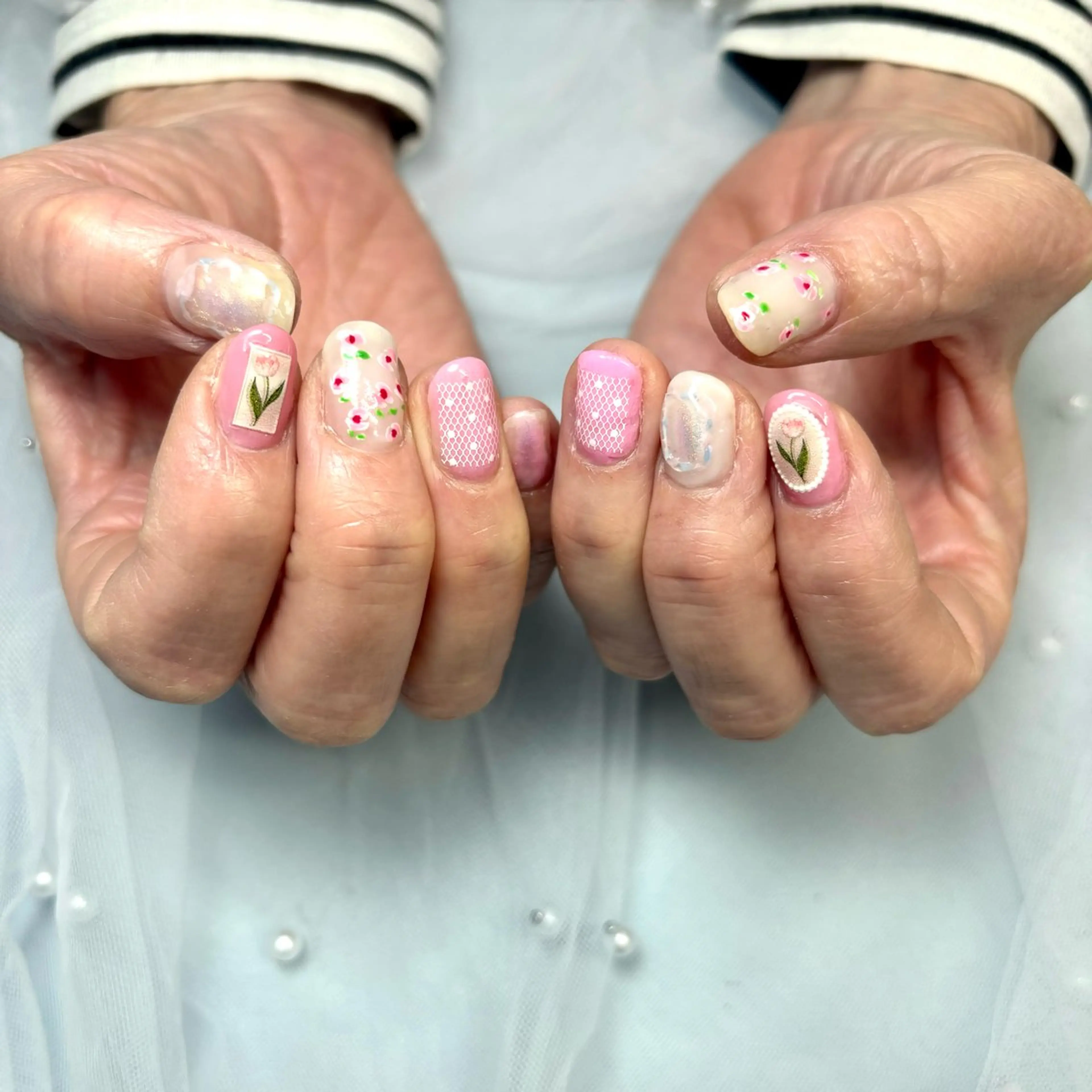 ネイル 春ネイル ハンドネイル ぽっぷん satomiのネイルデザイン