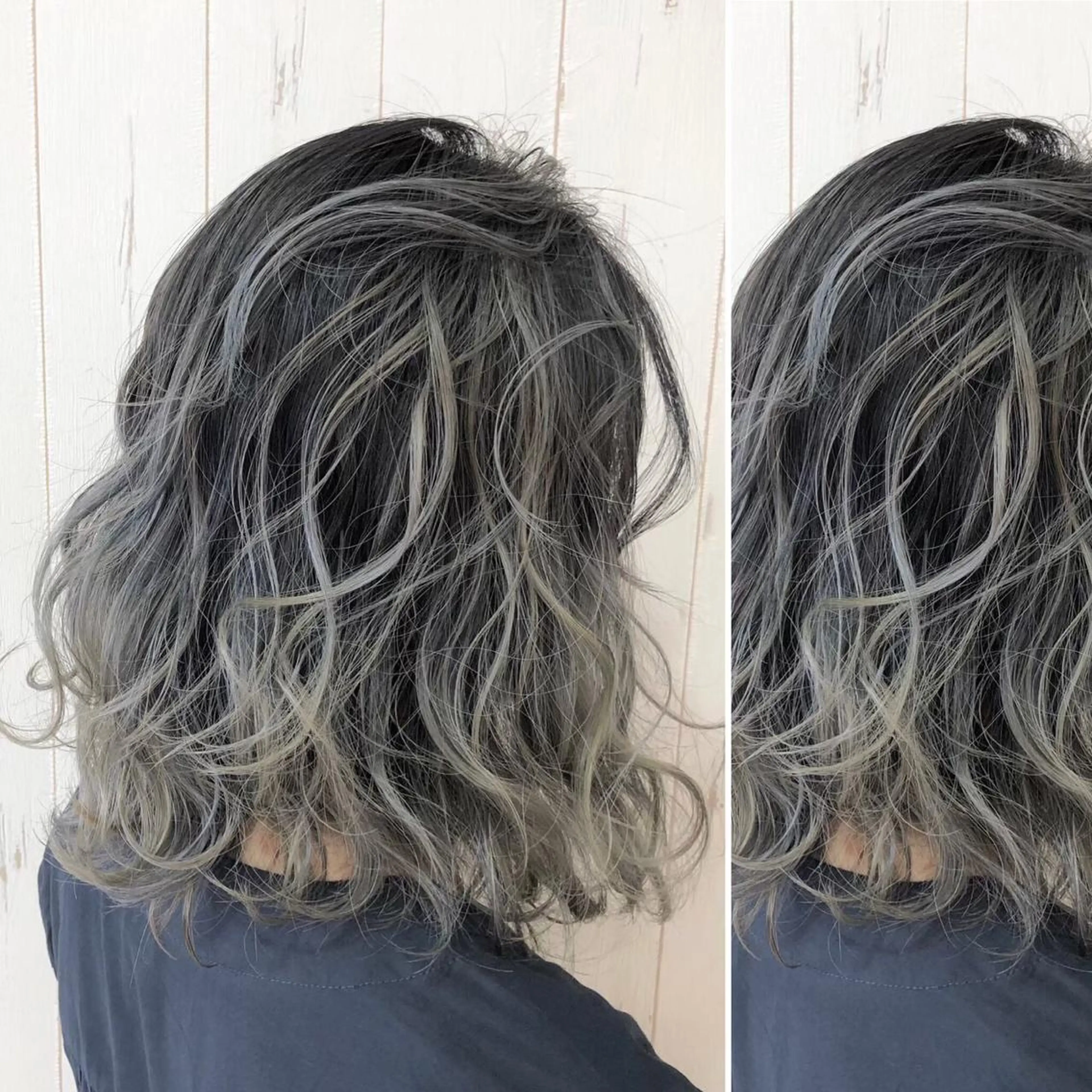 ミディアム カラー JuNブリーチに 縮毛矯正するプロのヘアスタイル