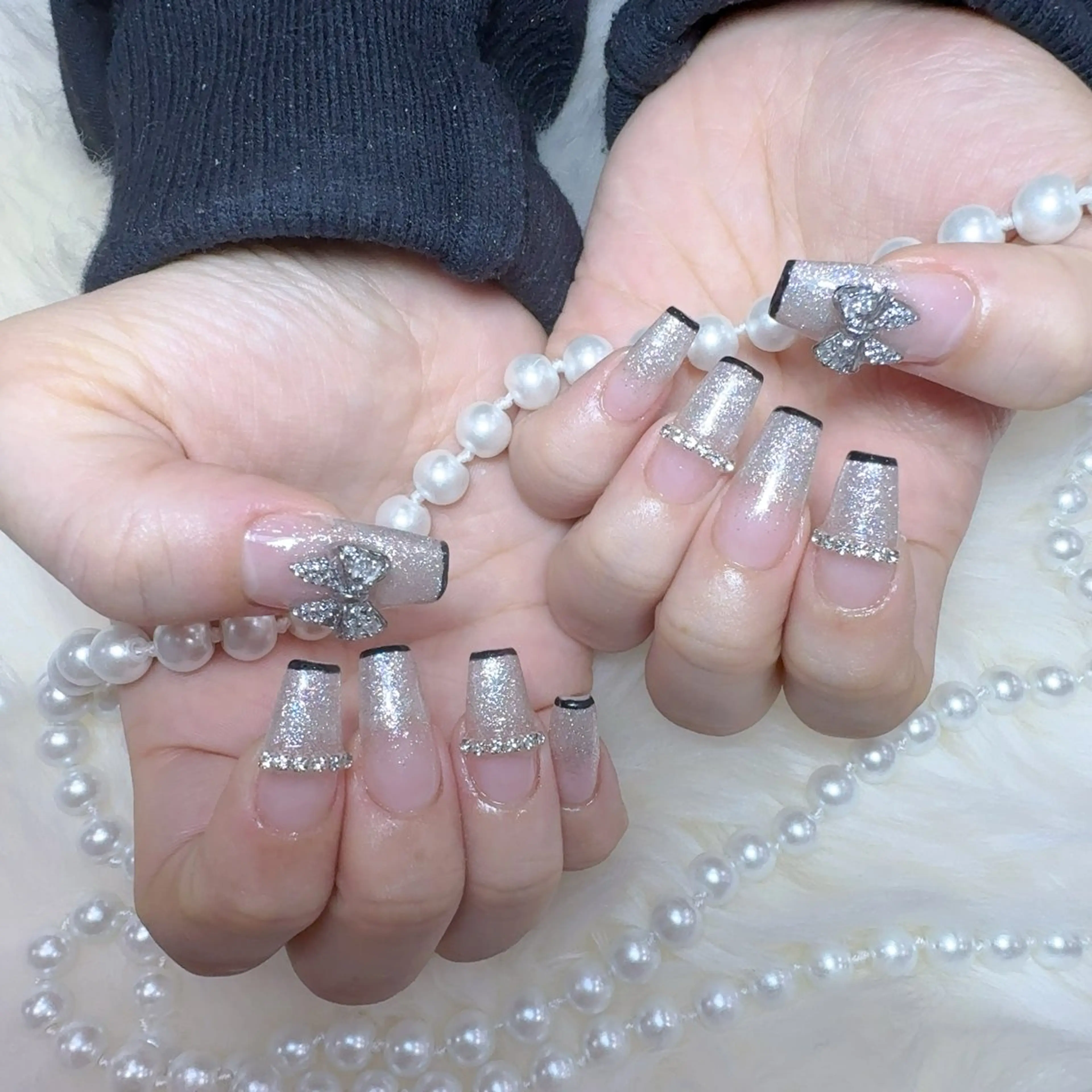 ネイル アートネイル フラッシュネイル フレンチネイル ジェルネイル ガラスフレンチ ハンドネイル You&Me Yukiのネイルデザイン