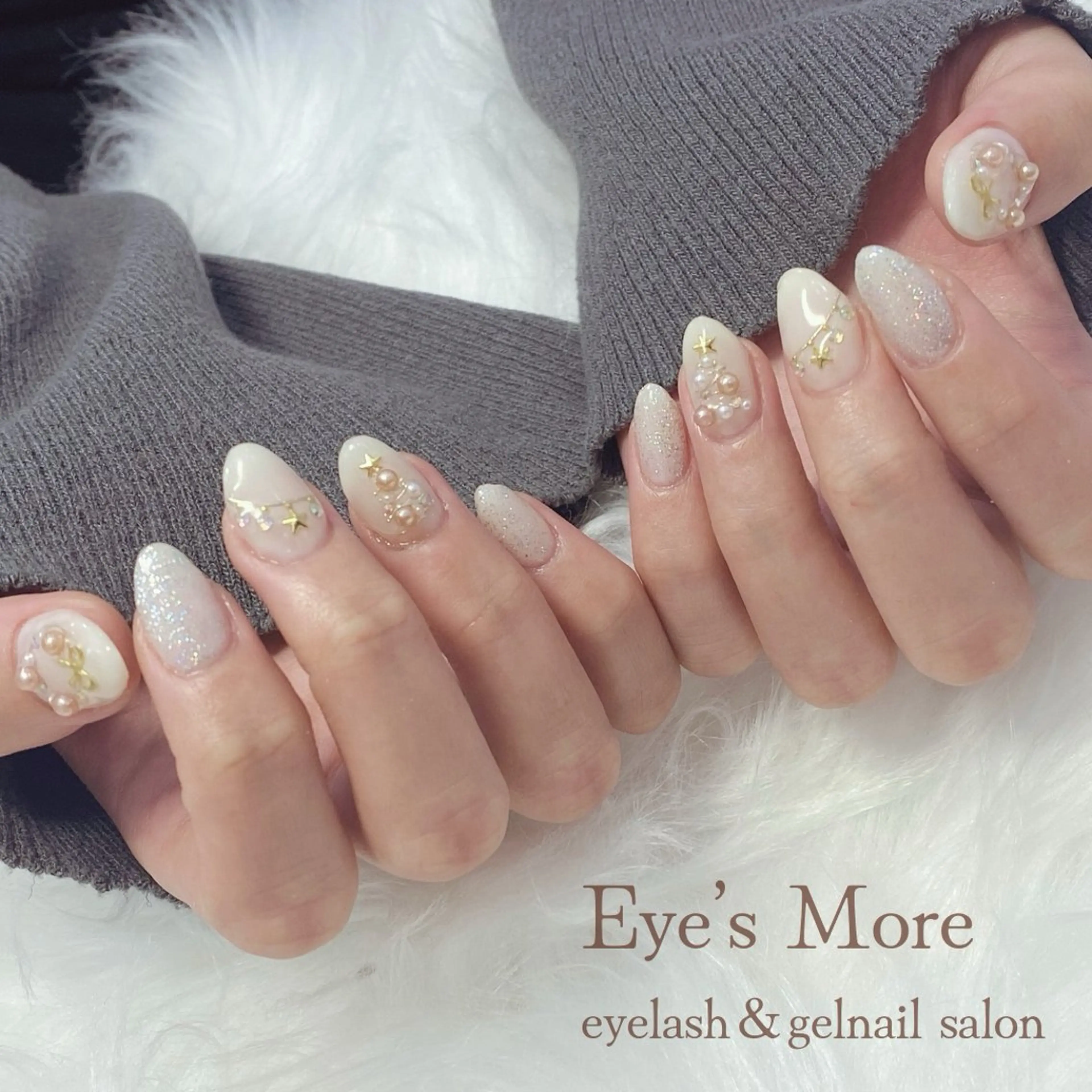 ネイル ホワイト 冬ネイル クリスマス ハンドネイル ハンドケア Mai Nailistのネイルデザイン