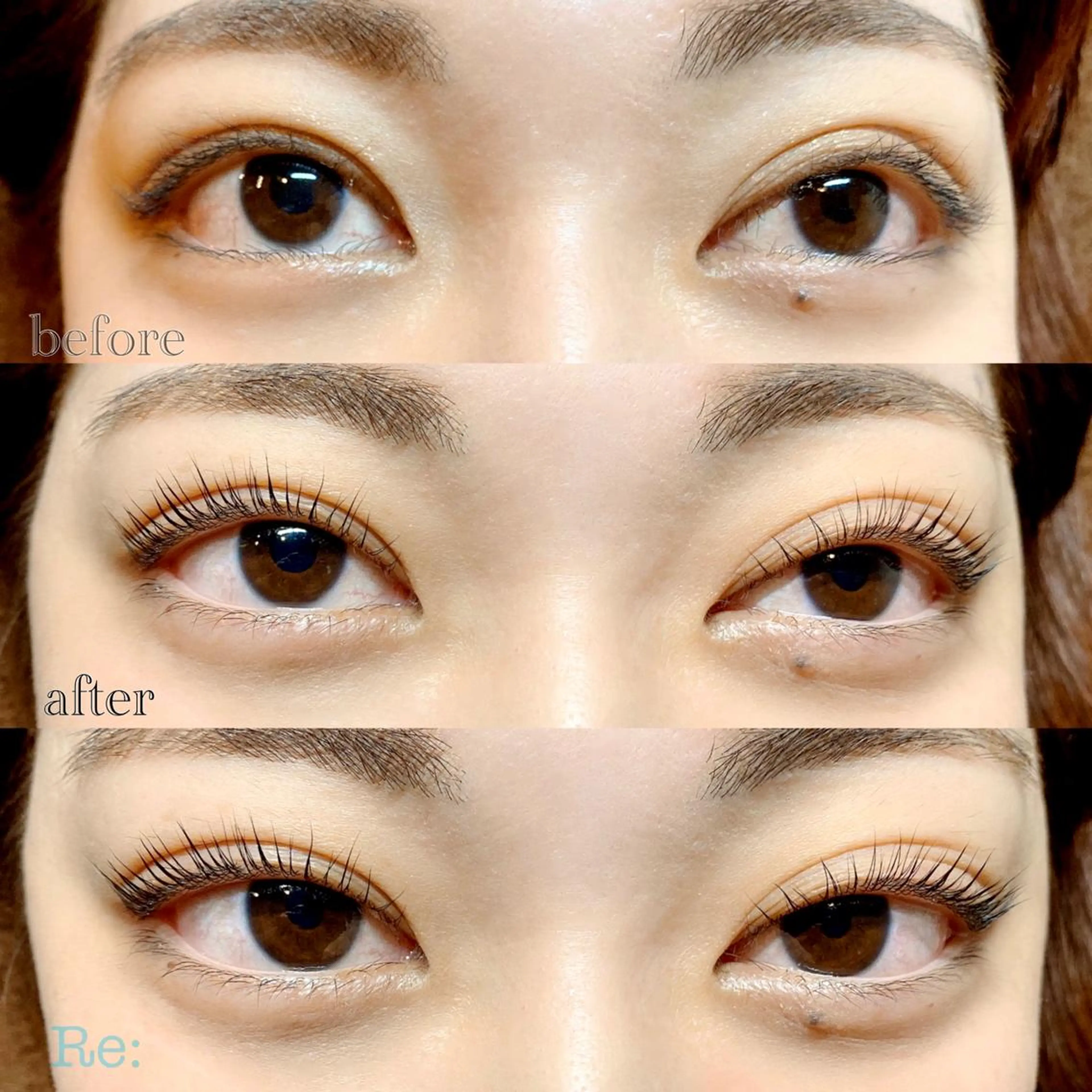 マツエク・マツパ フラットラッシュ Lカール 目尻長め ナチュラル まつげパーマ Lash Re：のマツエク・マツパデザイン