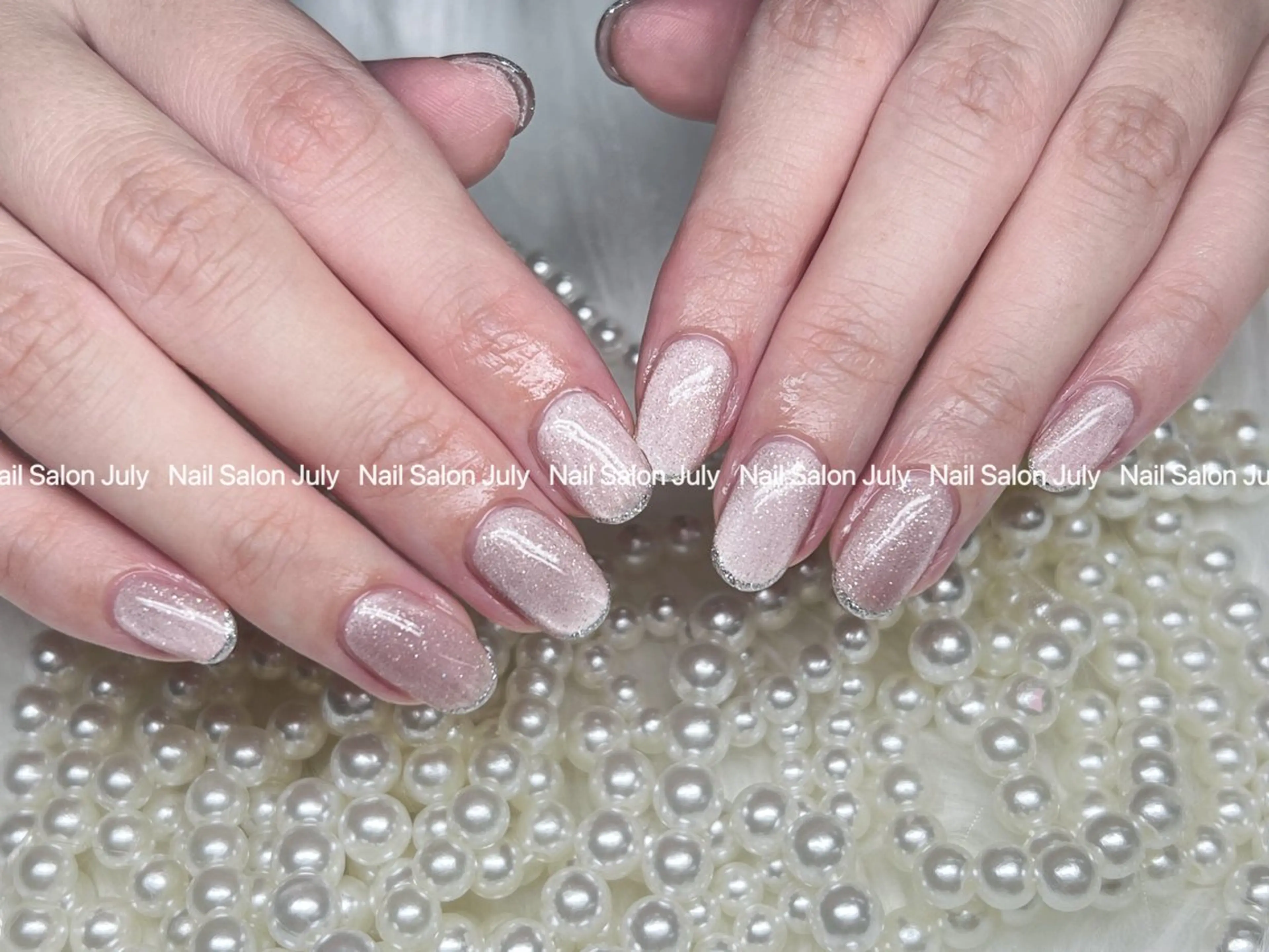 ネイル アートネイル オーロラネイル ジェルネイル ガーリー キラキラネイル ハンドネイル July モモのネイルデザイン