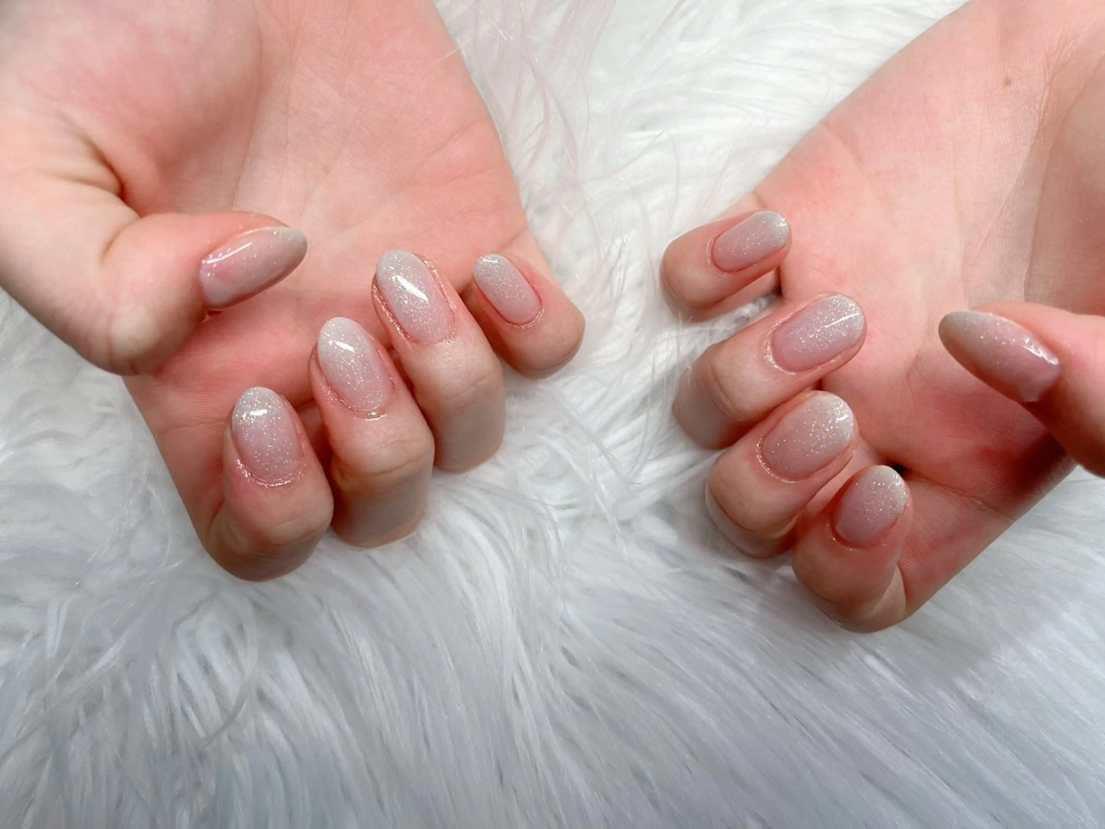 ネイル オーロラネイル チークネイル フレンチネイル ガラスフレンチ ロングネイル XIMINANAIL SALON堀江店のネイルデザイン