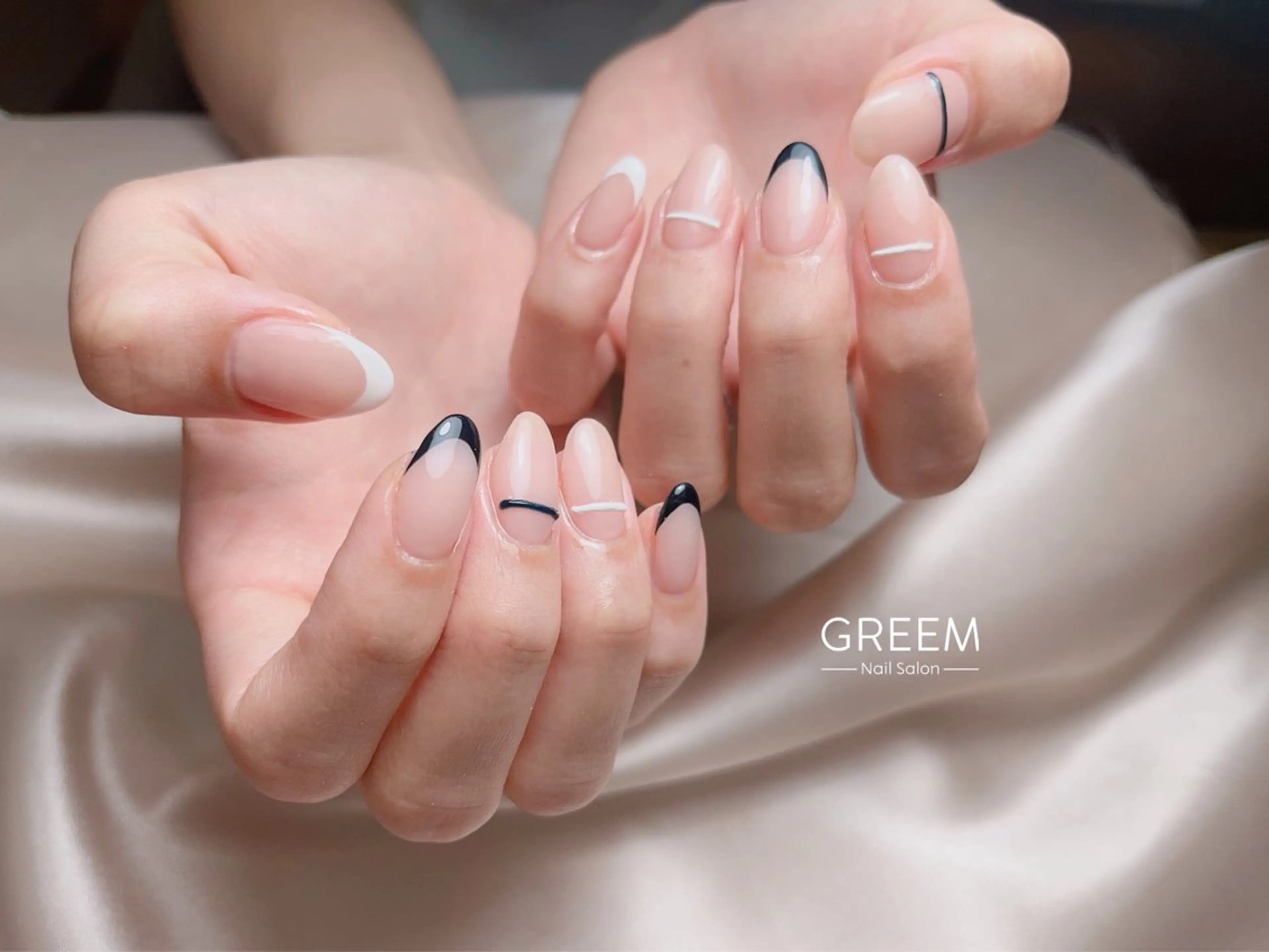 ネイル フラッシュネイル フレンチネイル ジェルネイル マグネットネイル オフィスネイル GREEM グリームのネイルデザイン