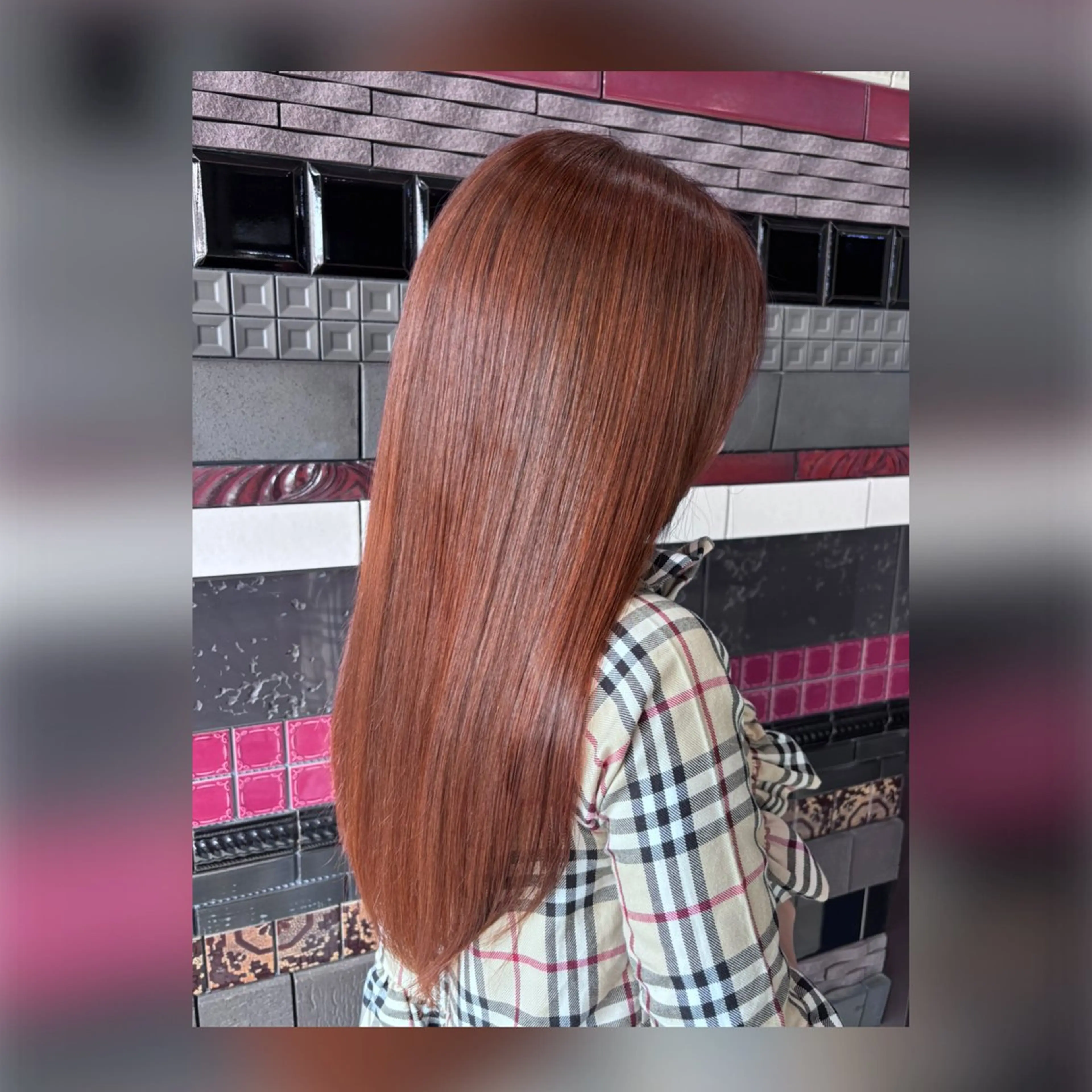 ロング カラー ブリーチ ブラウンカラー ブリーチなしカラー オレンジ オレンジブラウン ヘアカラー 問屋町/Lia💎 大下 真依のヘアスタイル