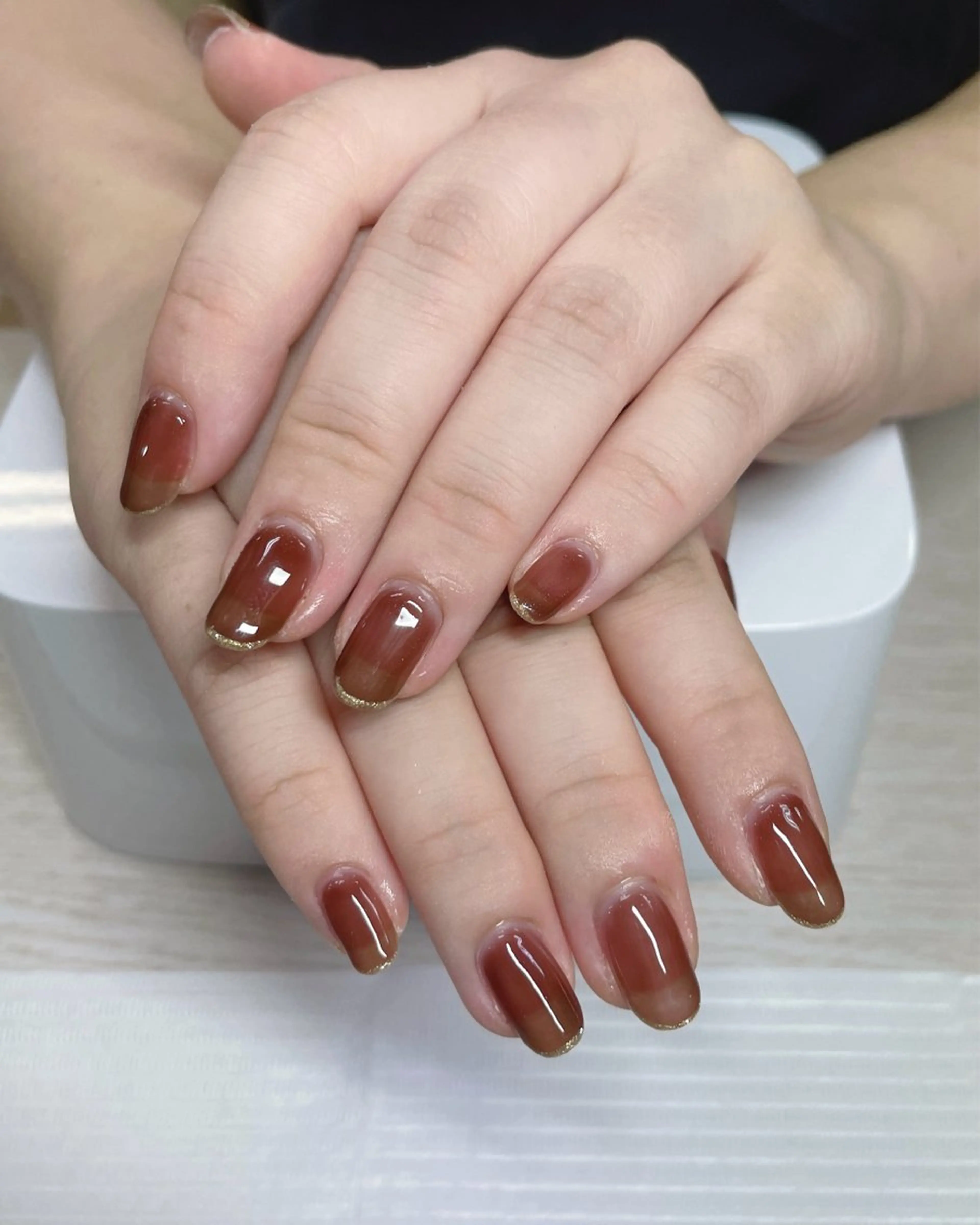 ネイル ブラウン ゴールド TRU  NAIL&EYE 高円寺店所属・松本 美夢のネイルデザイン