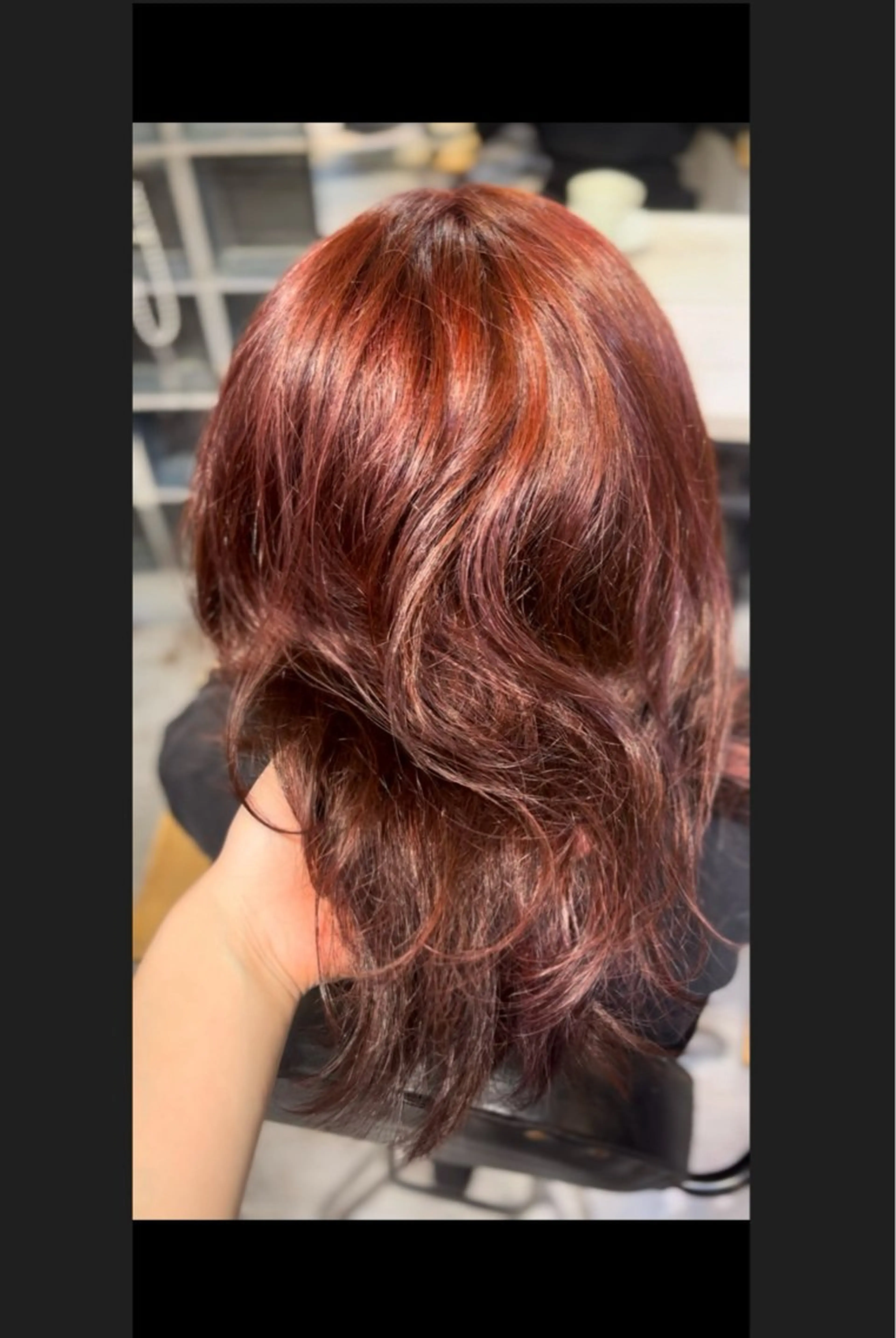 ミディアム カット ヘアカラー トリートメント ブリーチなしWカラー あずさのヘアスタイル