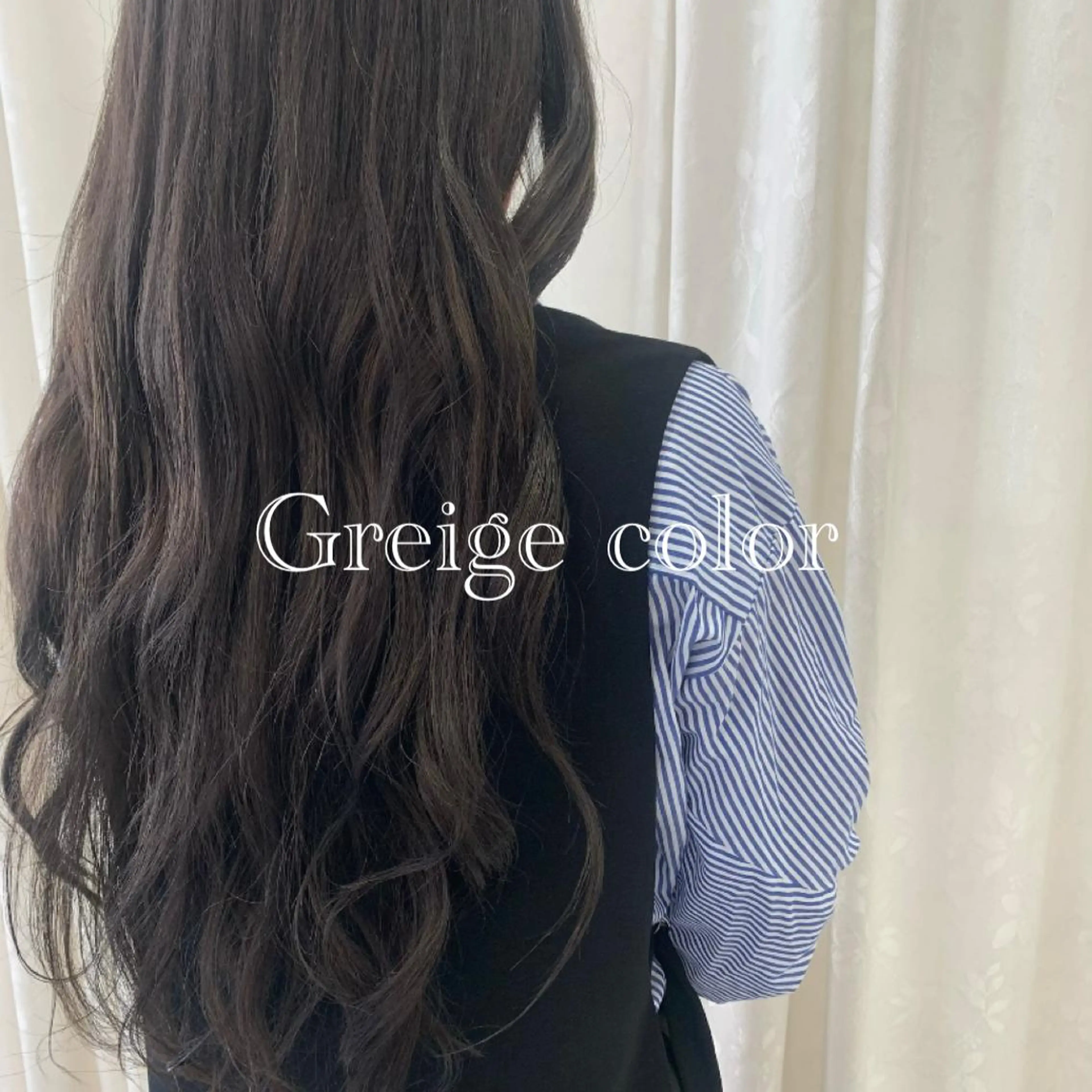 ロング カラー 透明感カラー グレージュ 池本 梨奈のヘアスタイル