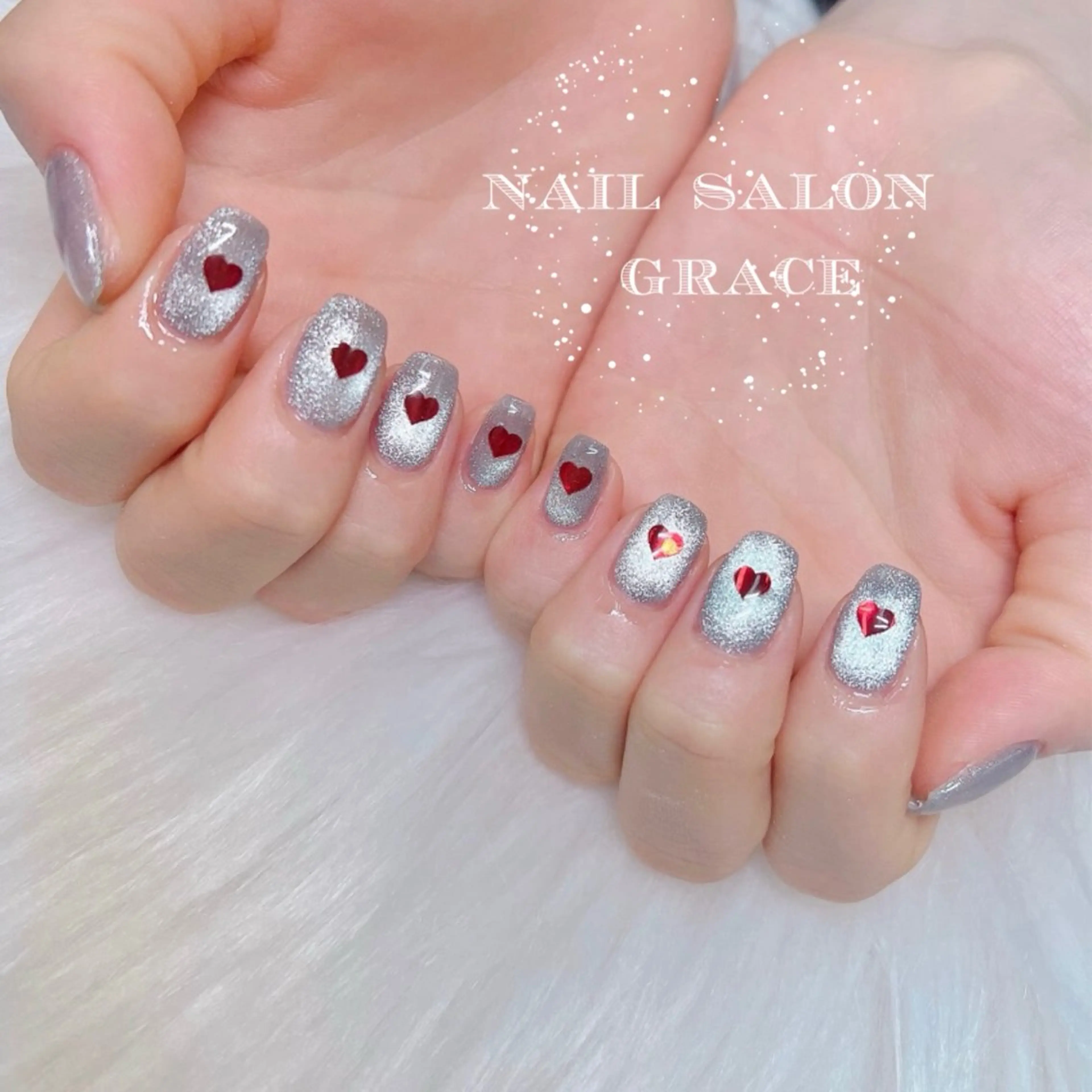 ネイル ハート マグネットネイル ハンドネイル nailsalon GRACE所属・GRACE nailのネイルデザイン