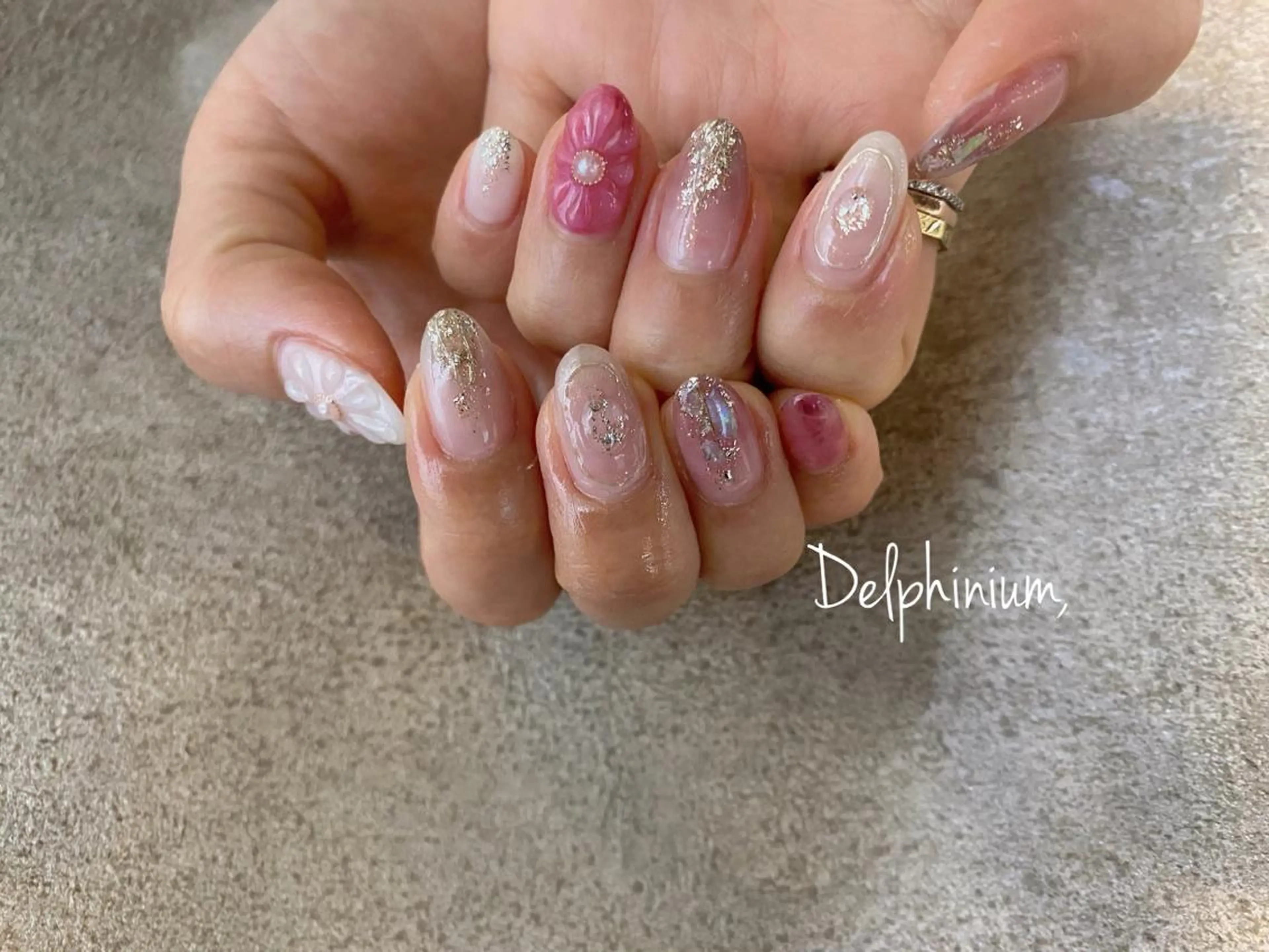 ネイル アートネイル ジェルネイル ミラーネイル 持ち込み パラジェル ハンドネイル 岡本 友恵のネイルデザイン