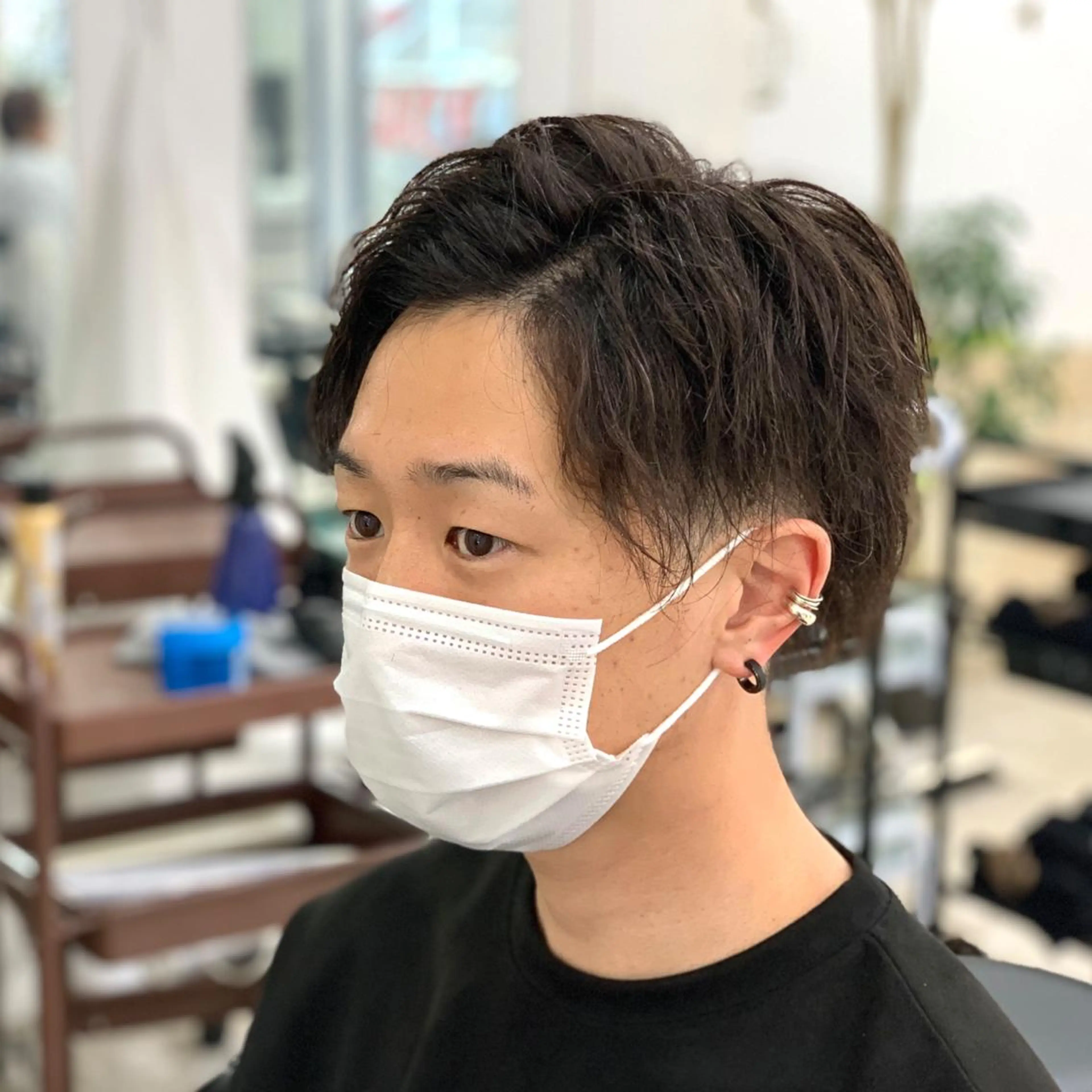 ミディアム カラー メンズ カット 縮毛矯正 ハイライト&曲がる 縮毛矯正特化 玉置のヘアスタイル