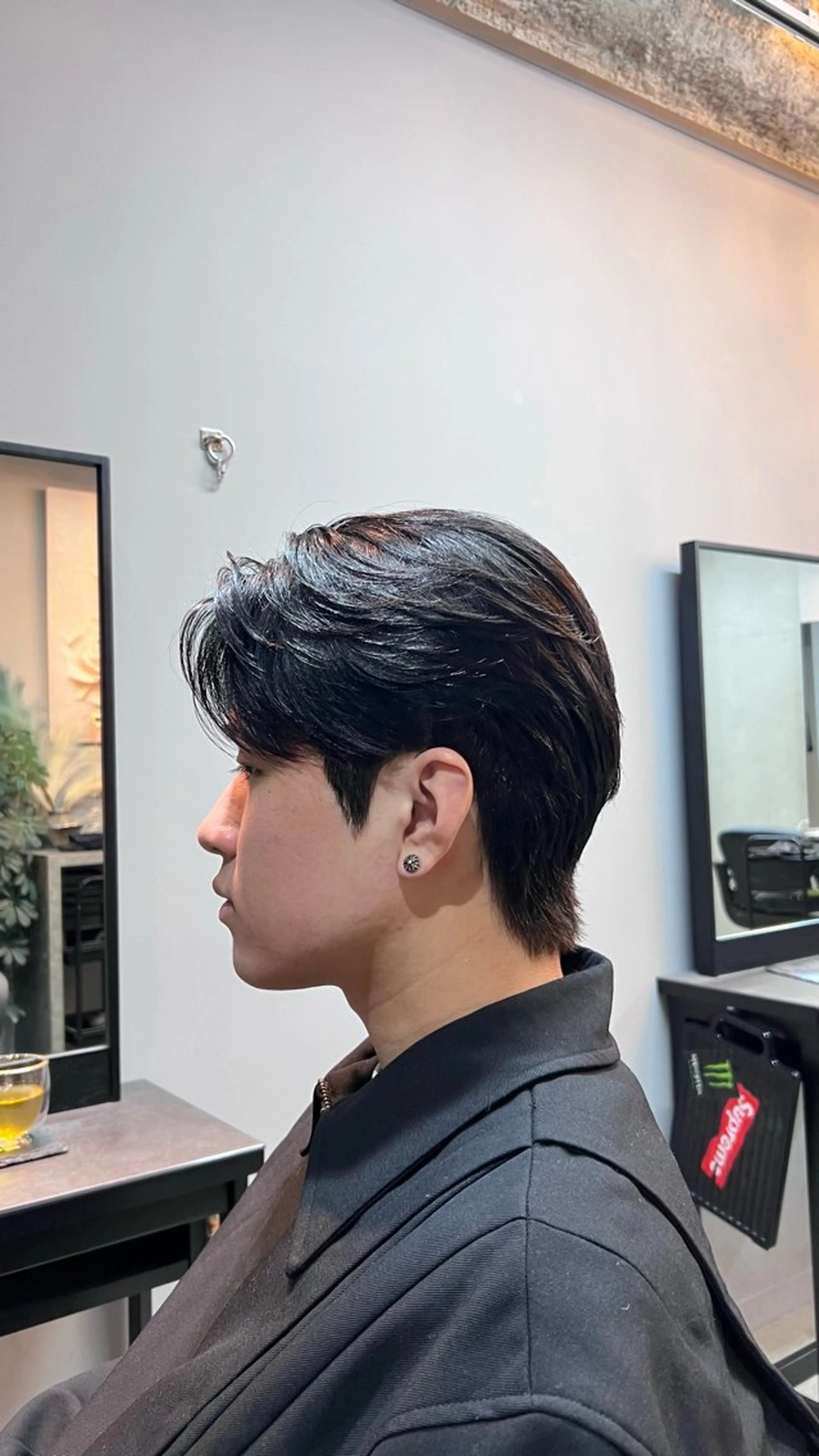 ショート パーマ メンズ センターパート ダウンパーマ メンズパーマ 縮毛矯正 Alo所属・💥メンズパーマ /表参道/モント💥のヘアスタイル