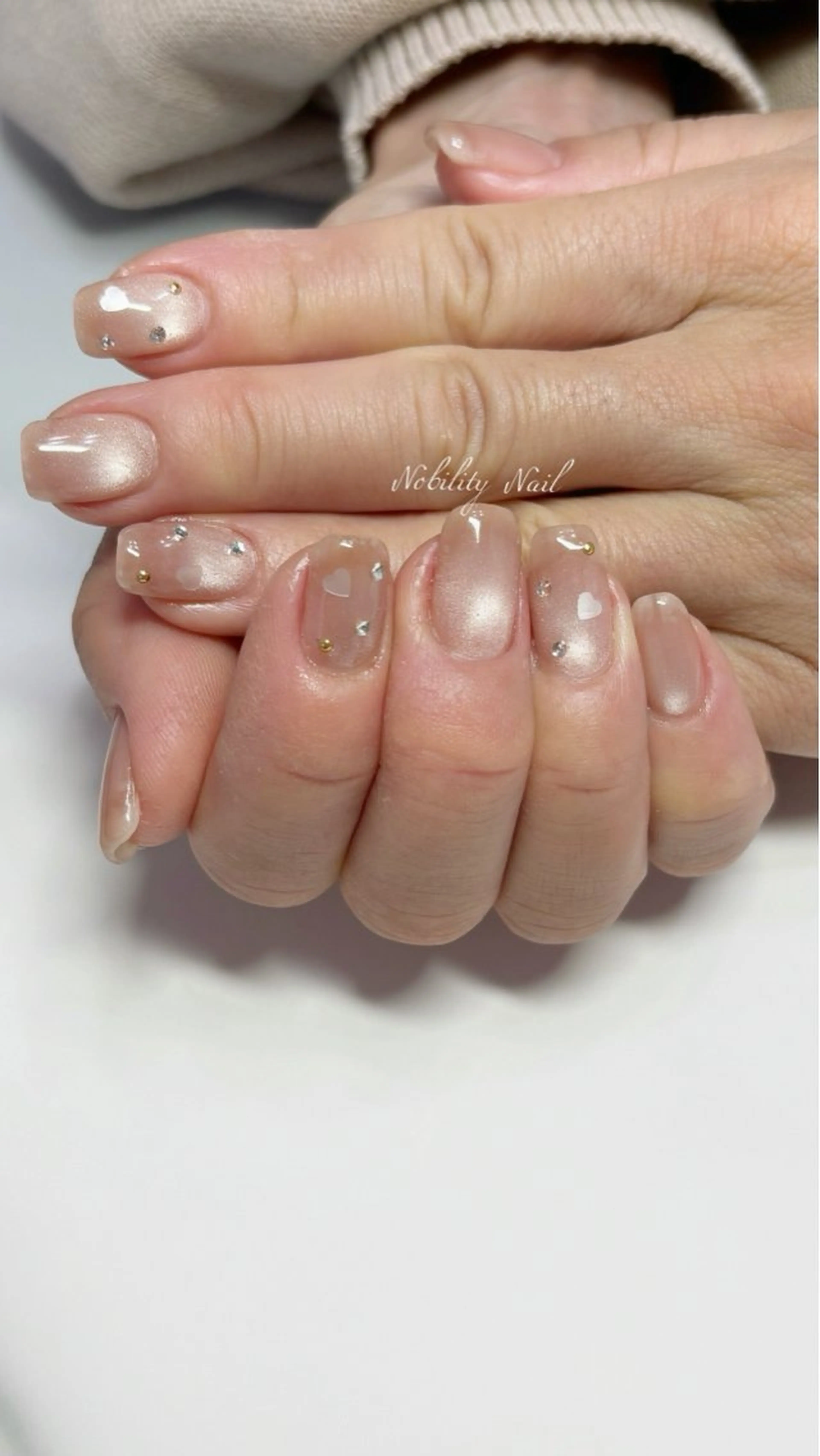 ネイル ハート マグネットネイル シンプルネイル ネイルサロンNobilityNail所属・風口 麻由子のネイルデザイン