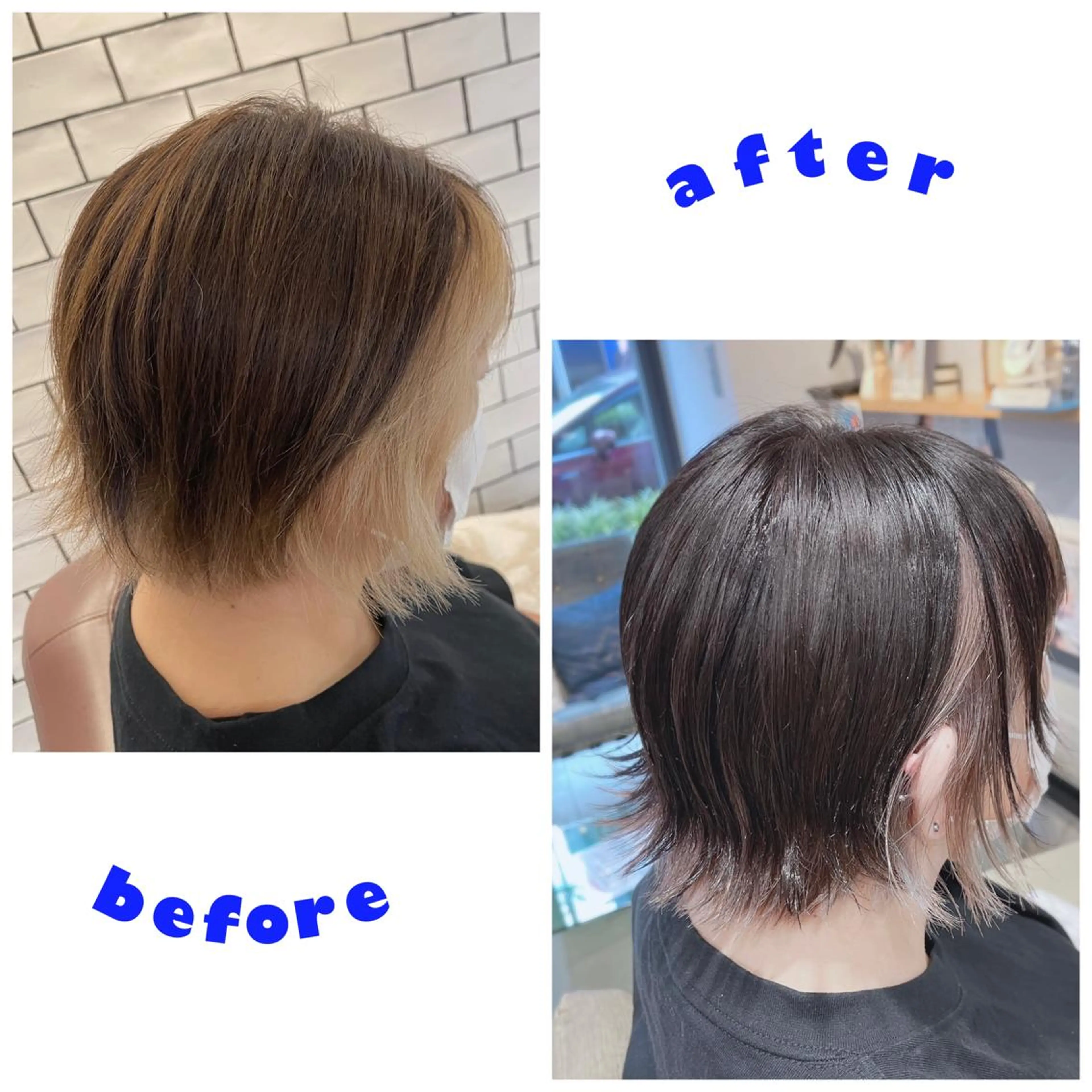 ショート カラー カット ヘアカラー トリートメント 馬場智哉 白髪ぼかしハイライトのヘアスタイル