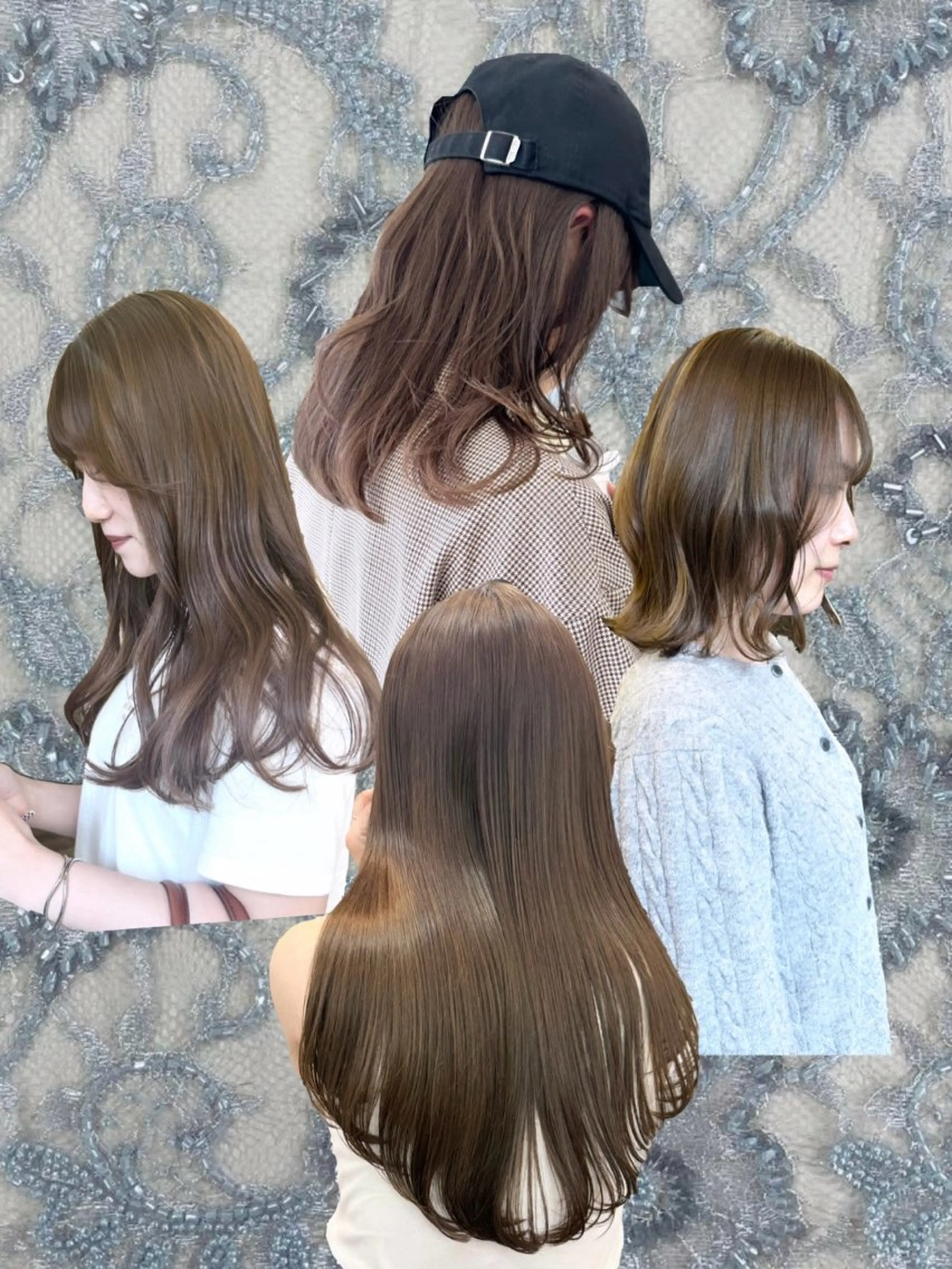 セミロング アッシュ パープルカラー レイヤーカット 小顔カット オオタ ユキのヘアスタイル