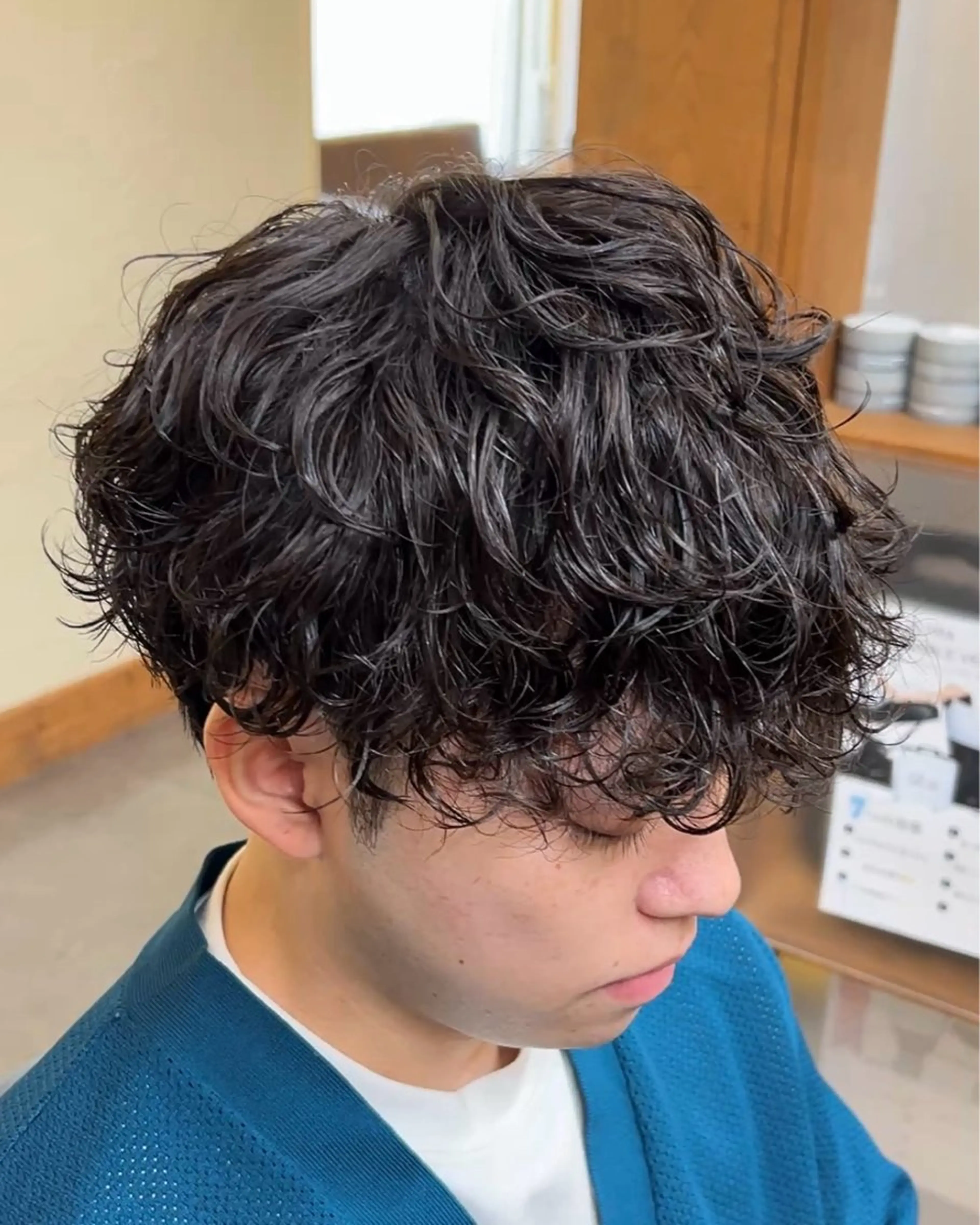 ミディアム ミディアムパーマ カット パーマ メンズ特化美容師 岩田拓海のヘアスタイル