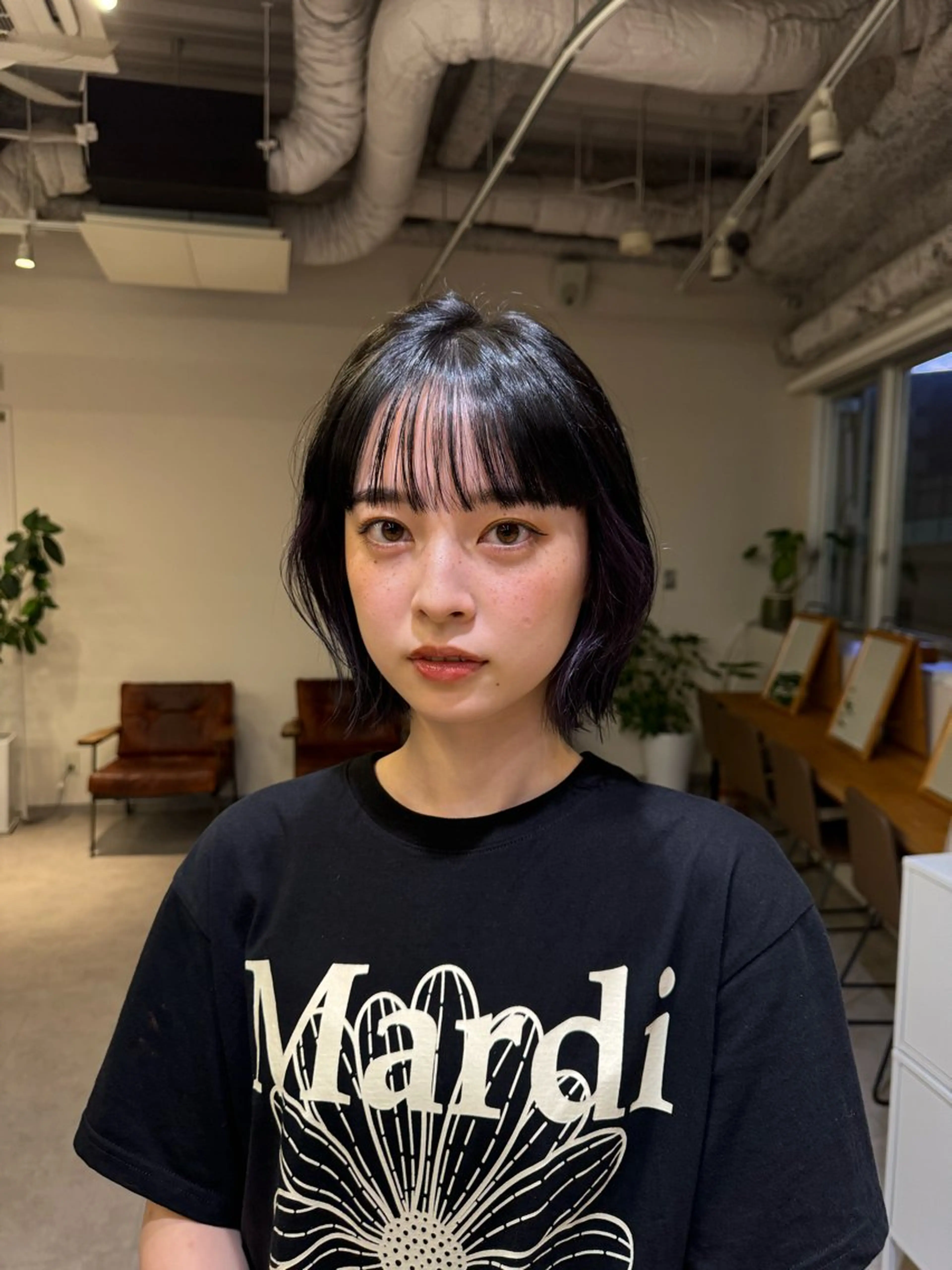 ミディアム 顔周りカット カット MASHUchayamachi所属・まほ／レイヤーカット /透明感カラーのヘアスタイル