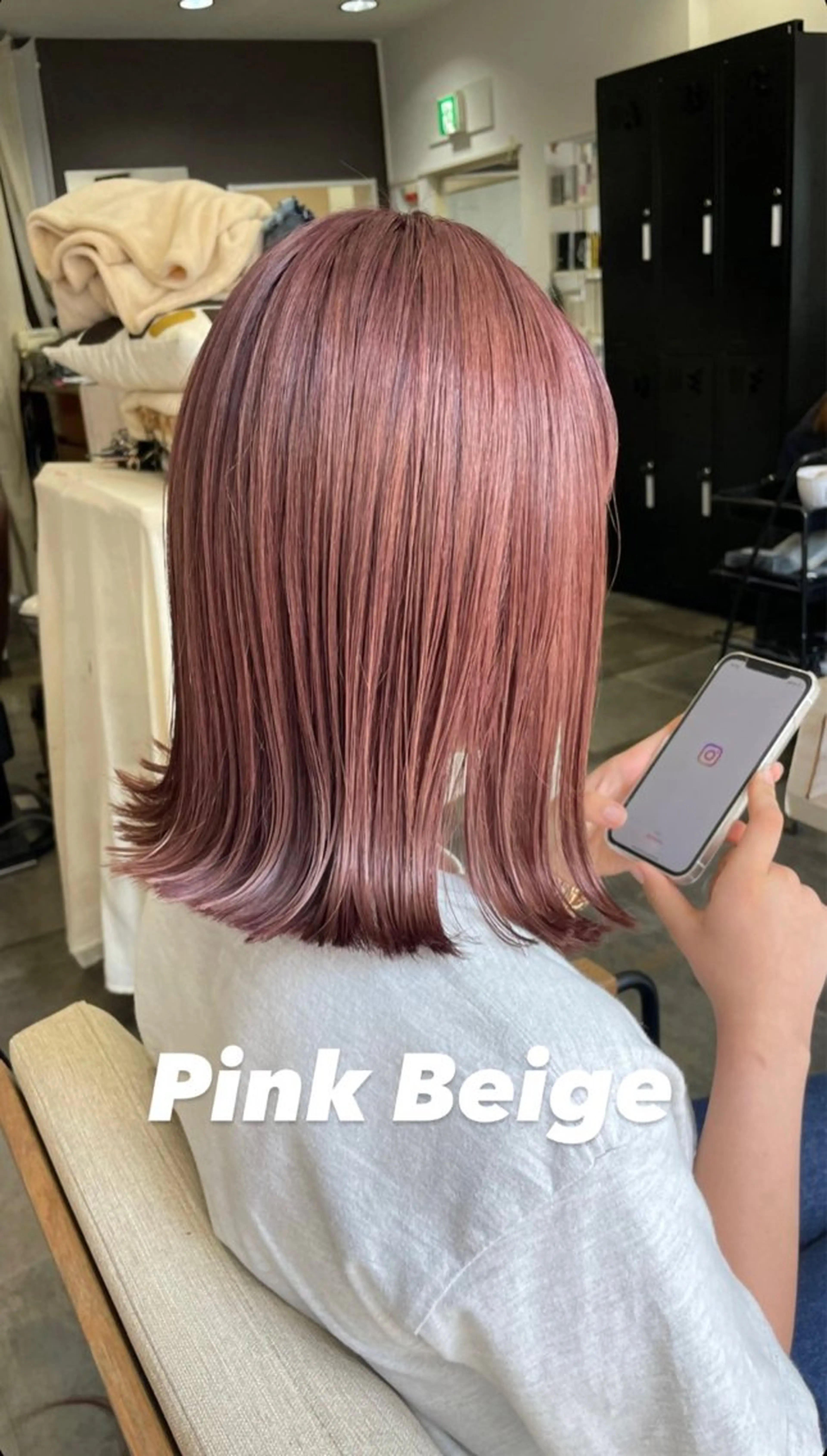 ミディアム カラー ベージュカラー ブリーチ ピンクカラー ピンクベージュ ヘアカラー uno rioのヘアスタイル