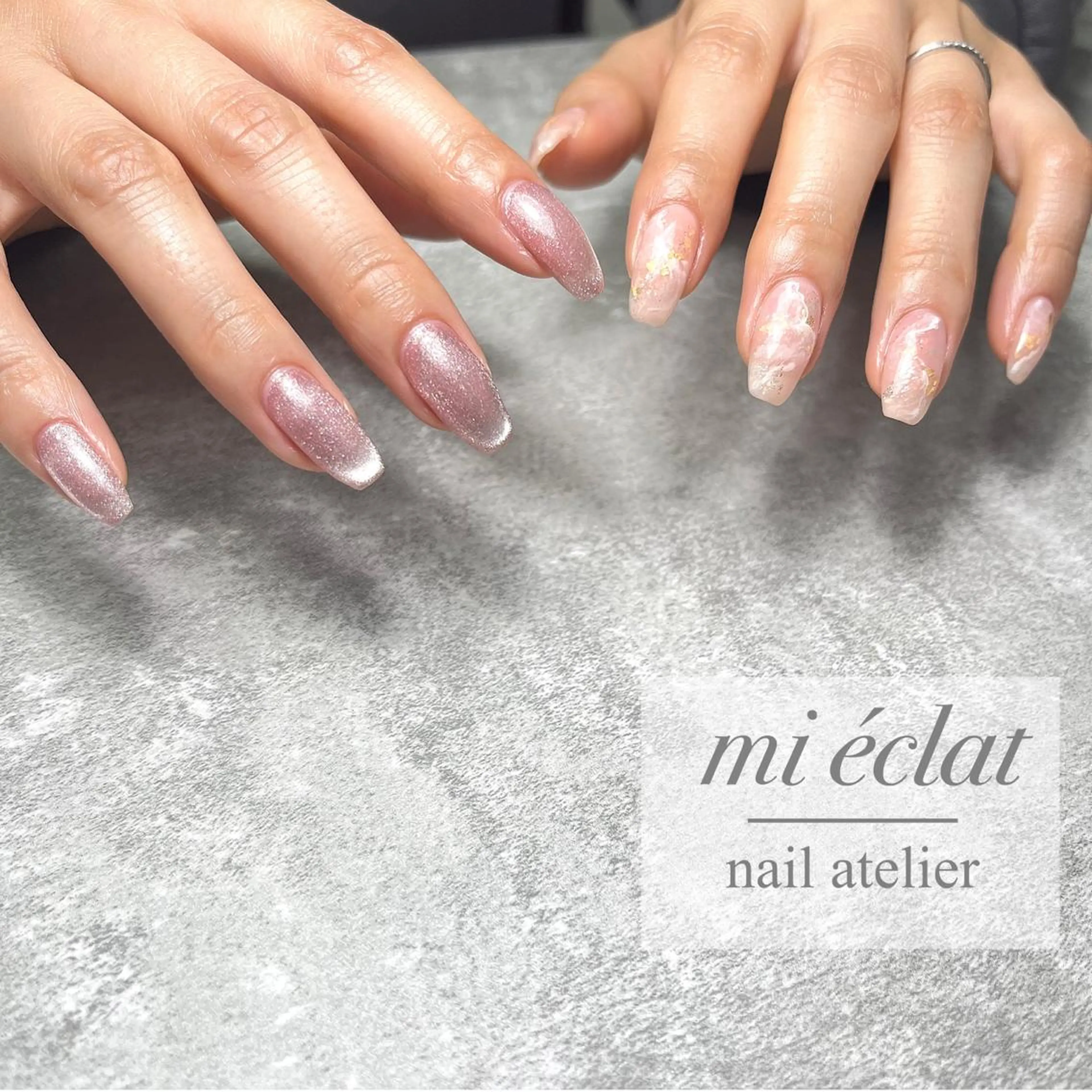 ネイル アートネイル ブラウン 桜ネイル 入学式 フラワーネイル ハンドネイル mi éclat ミ　エクラのネイルデザイン