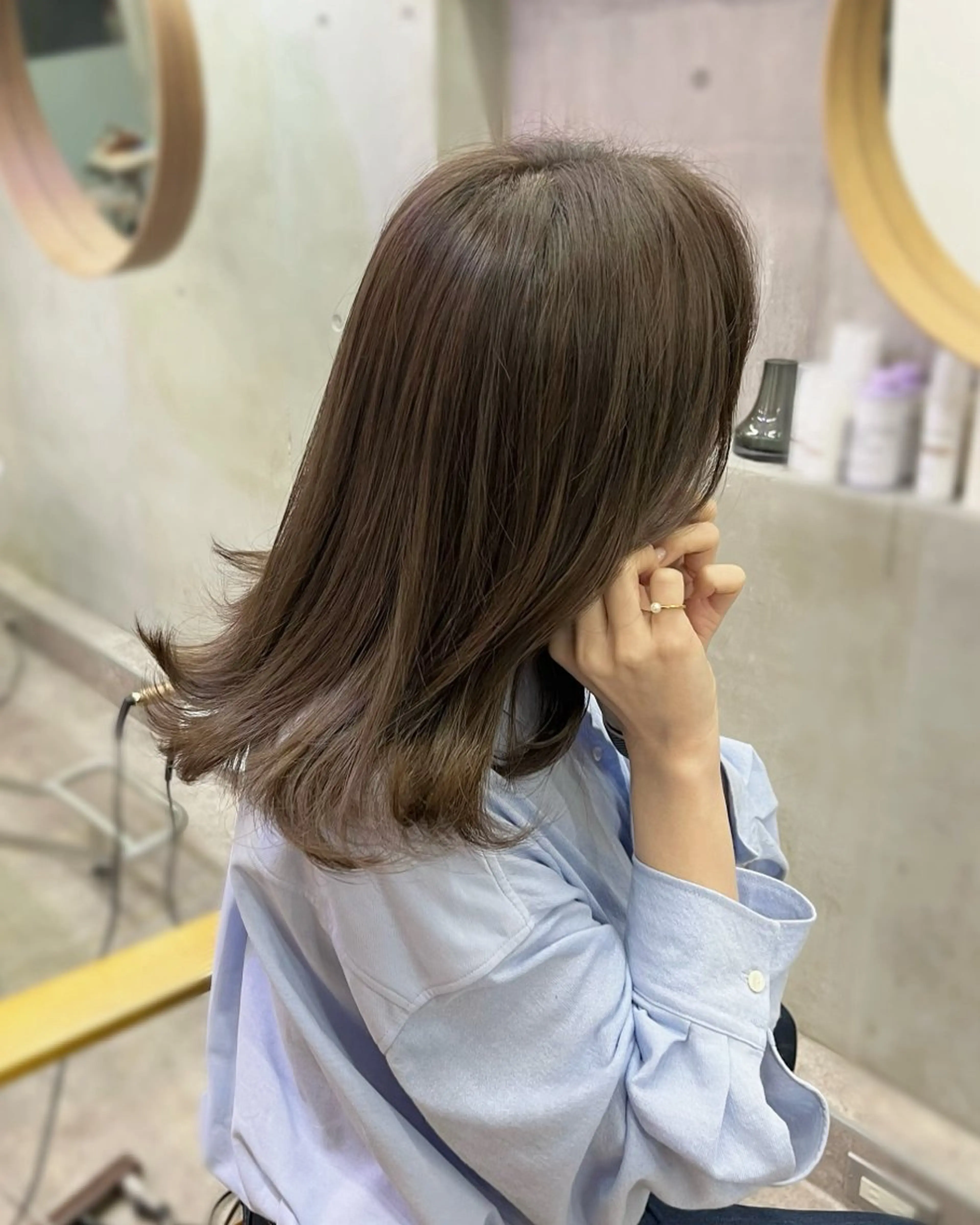 セミロング 顔周りカット ヘアカラー SALT WATER所属・🫐 𝐌𝐚𝐨 🫐似合わせcutのヘアスタイル