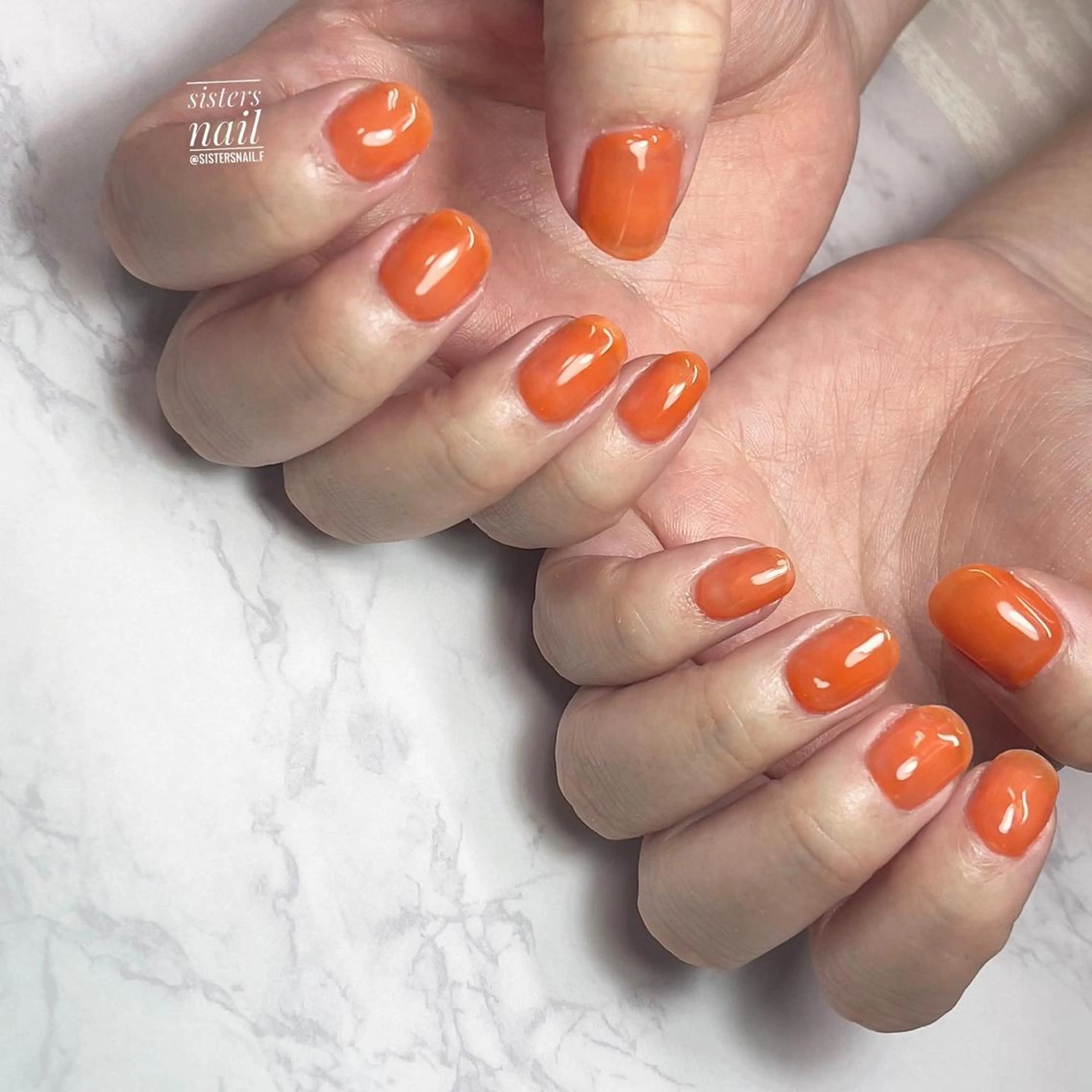 ネイル アートネイル 入学式 卒業式 ニュアンスネイル オレンジ sisters nail.fのネイルデザイン