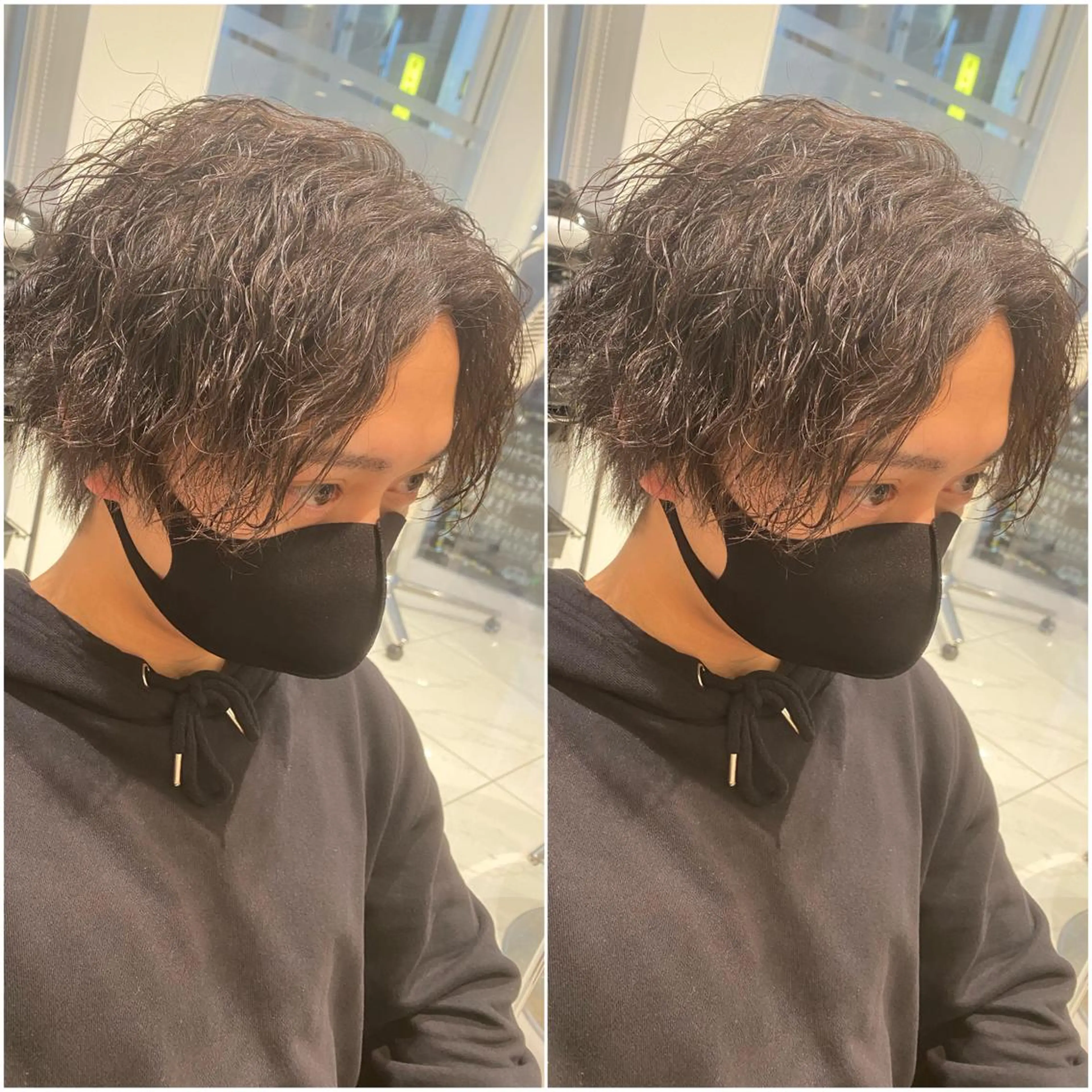 ミディアム パーマ メンズ カット 全席個室　暖色カラー Zina松園優香🌸のヘアスタイル