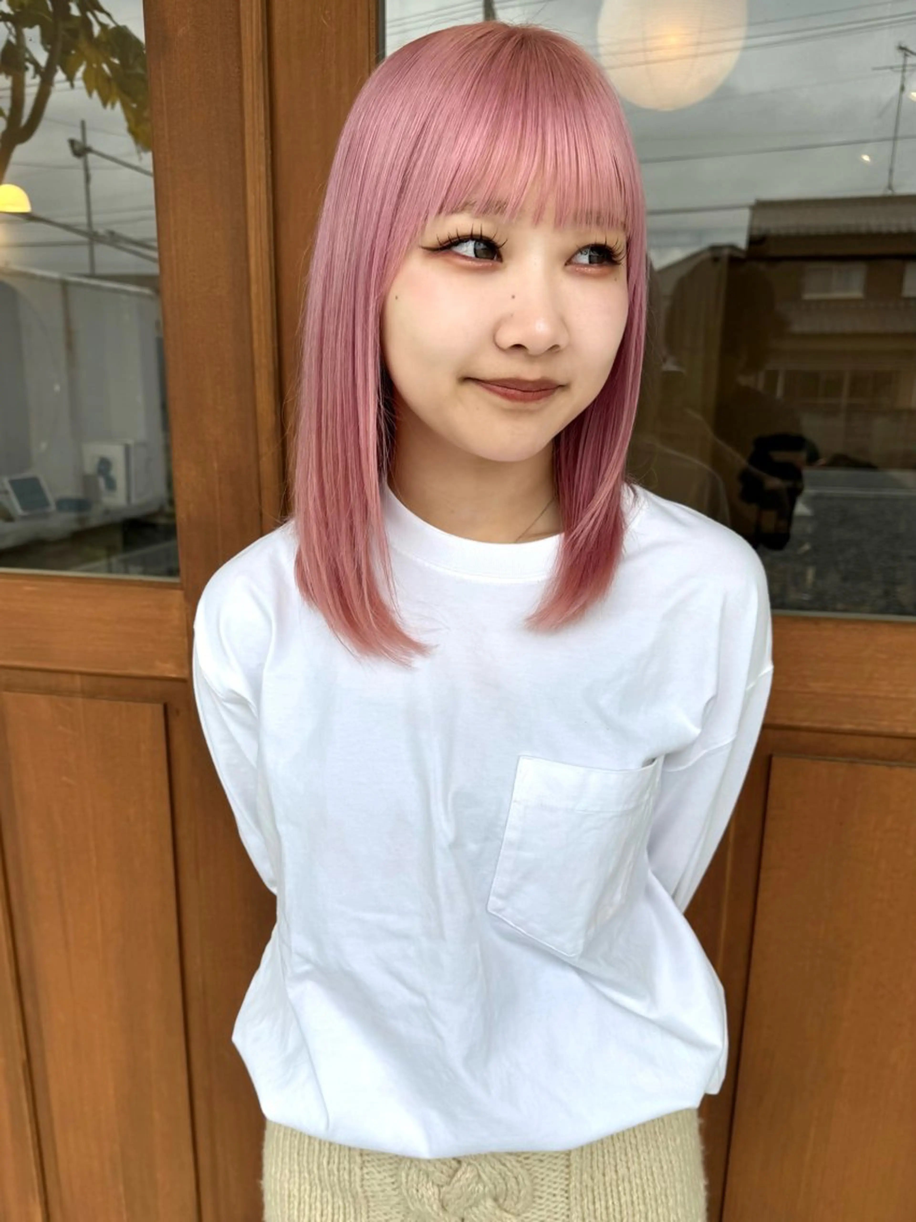 ミディアム カラー ブリーチ ブロンド ピンクカラー カット ヘアカラー トリートメント デザインカラー/ ブリーチ/中嶋勇太のヘアスタイル