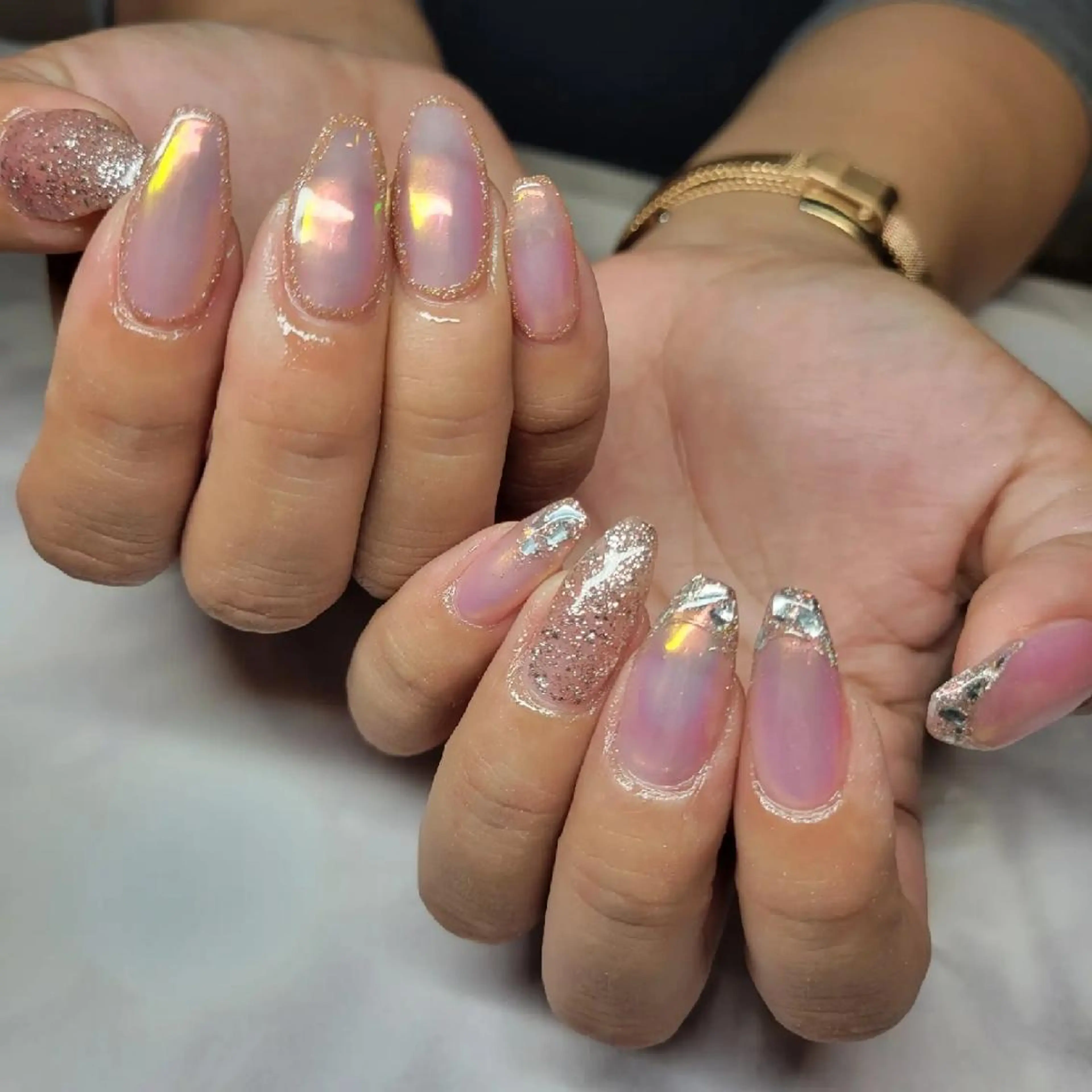 ネイル フラッシュネイル フレンチネイル ガラスフレンチ ニュアンスネイル Nail salon Coco所属・Nail salon Coco【溝の口駅】のネイルデザイン