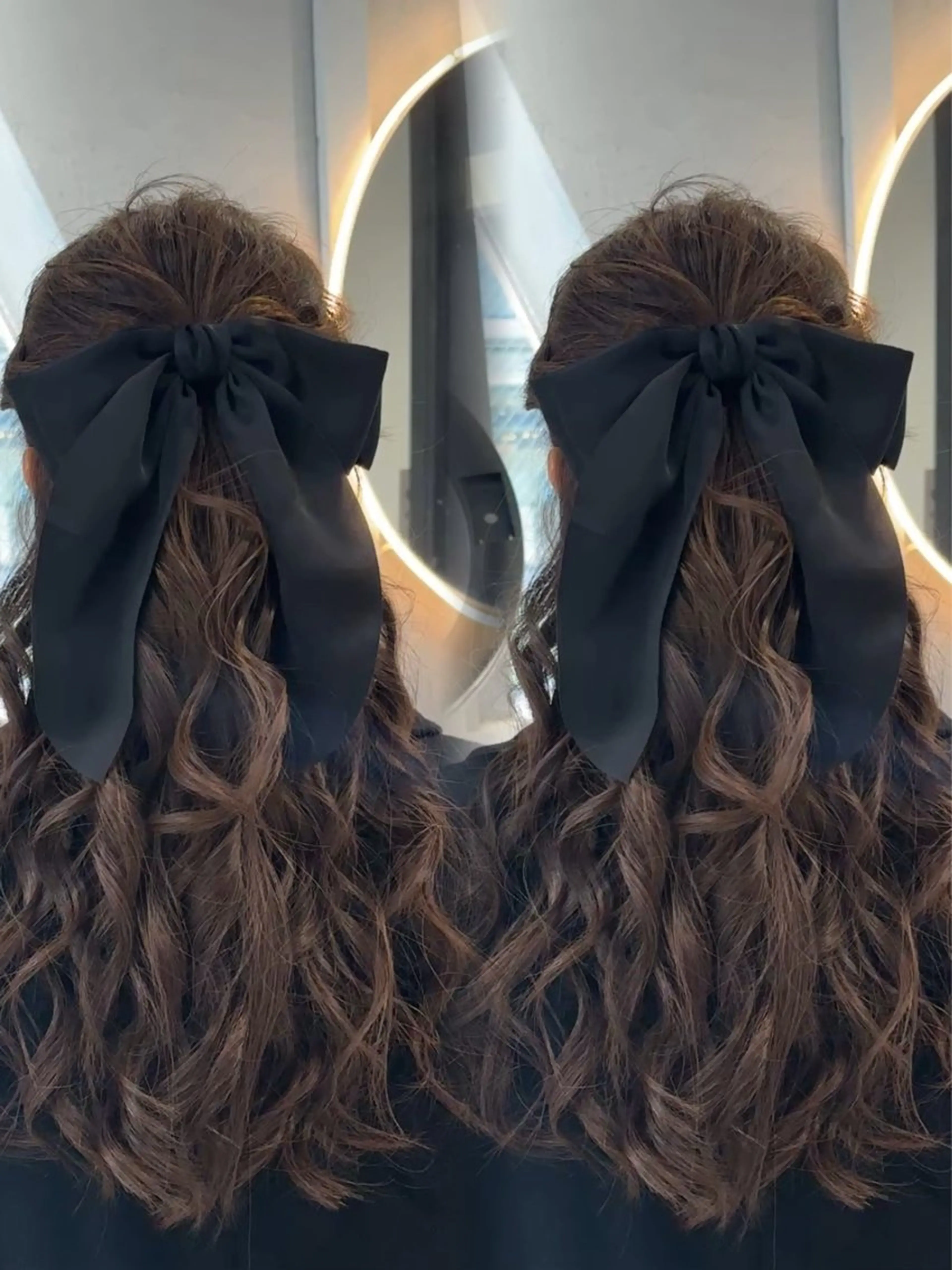 ロング カット ヘアカラー トリートメント 韓国ヘア/ブリーチ無 しWカラー/オリーブのヘアスタイル