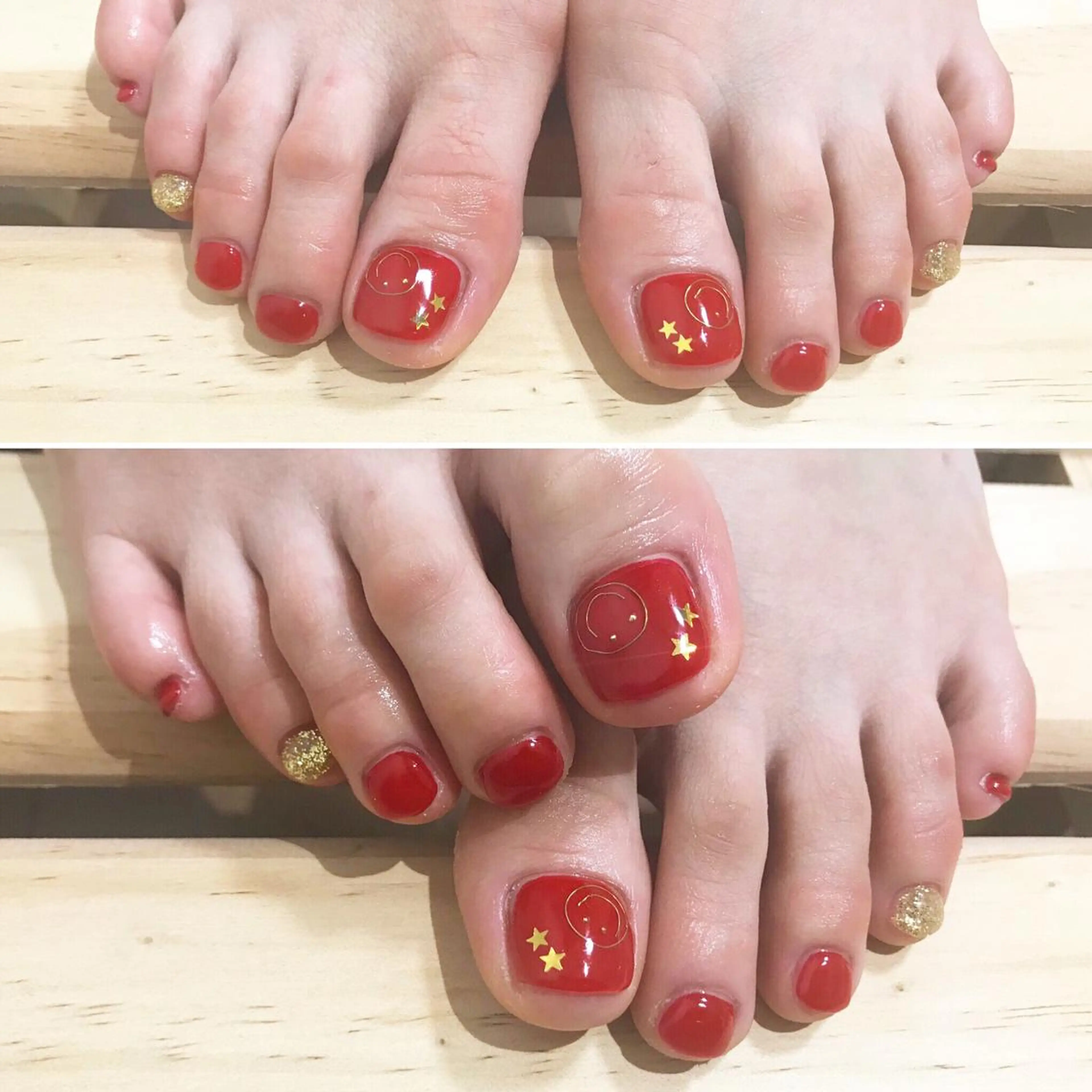 ネイル フットネイル 赤色 シンプルネイル 春ネイル 夏ネイル ネイル フフラ所属・nail fufla ♡yamane♡のネイルデザイン