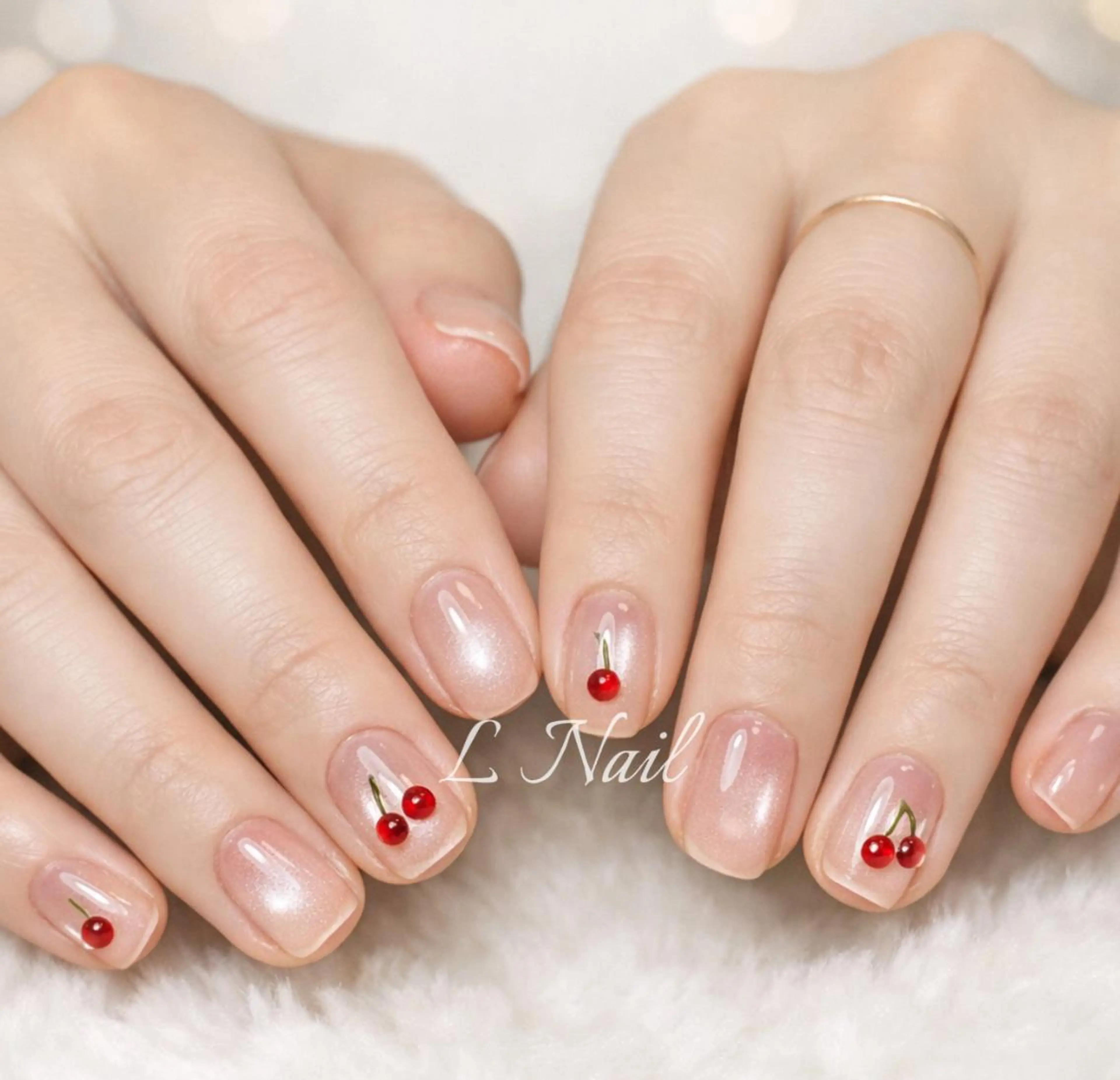 ネイル ドット ジェルネイル ガーリー レース リボン ハンドネイル ハンドケア L Nailのネイルデザイン