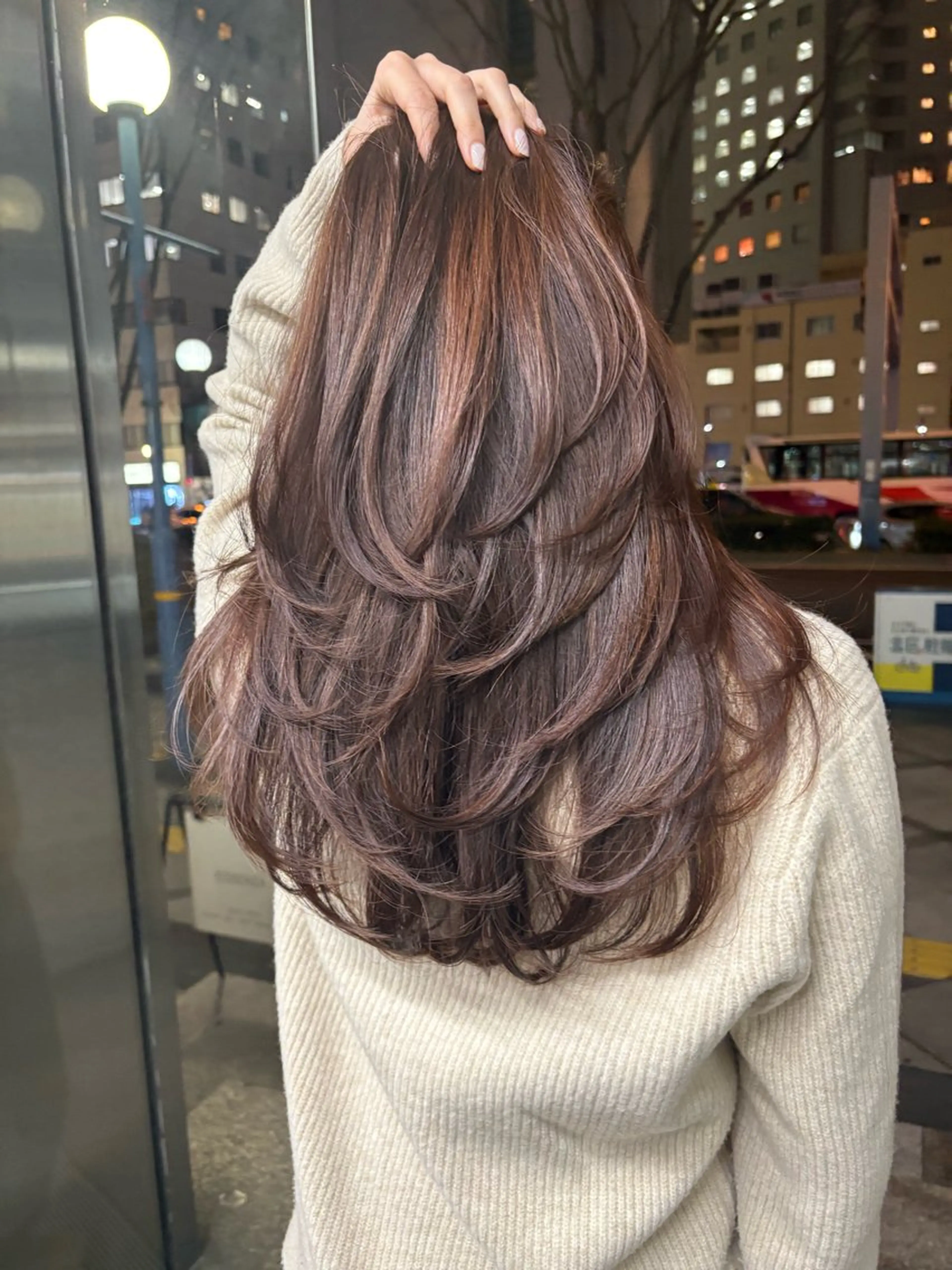 ミディアム カラー カット ヘアカラー ハイライト、レイヤー カット/西梅田/中西のヘアスタイル