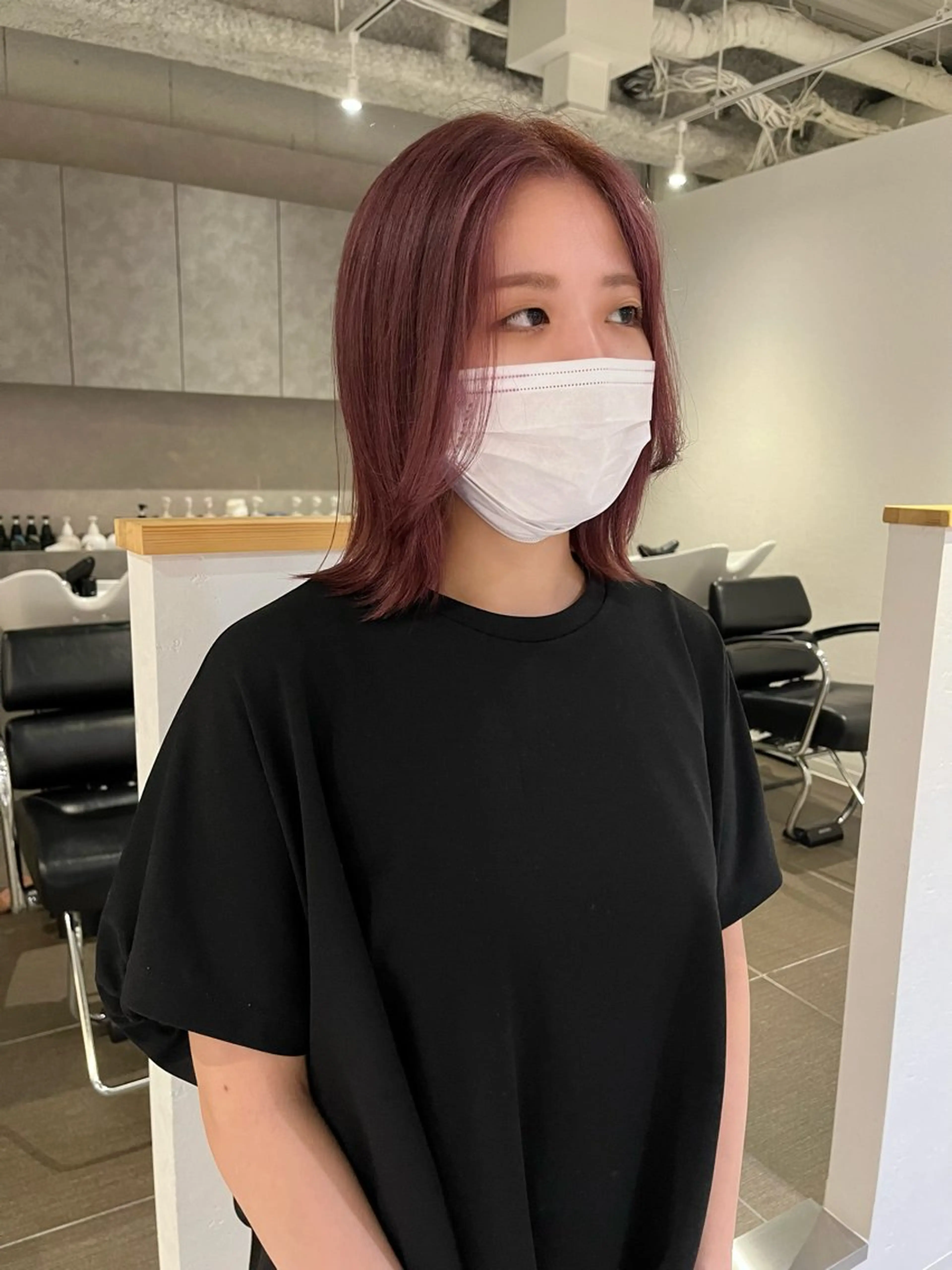 ミディアム カラー ベージュカラー カシス ダブルカラー ラベンダーカラー ピンクカラー カット ヘアカラー ショート/パーマ/ カラー/FUKOのヘアスタイル