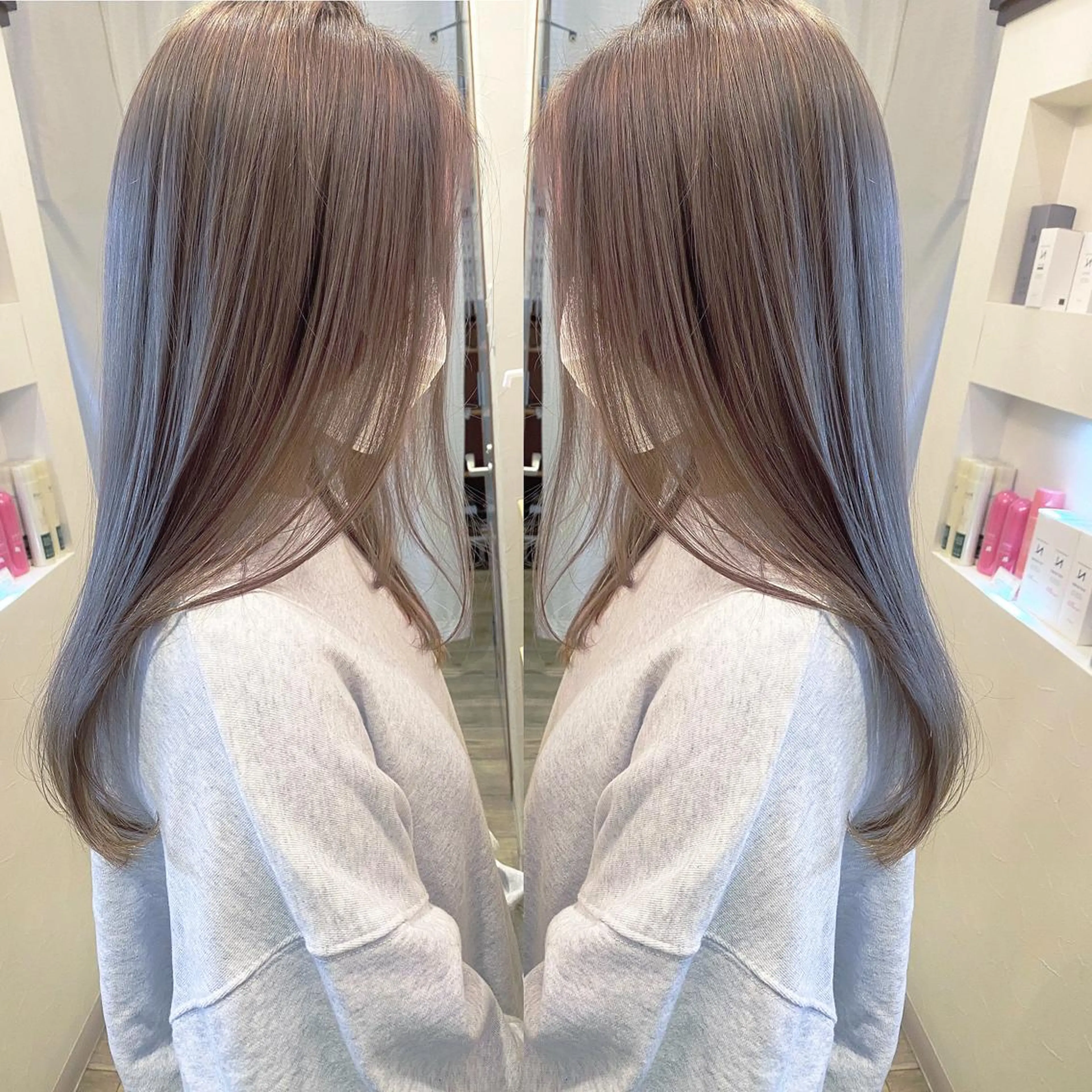 ミディアム カラー ハイライトカラー ハイライト カット ヘアカラー grand juteのヘアスタイル