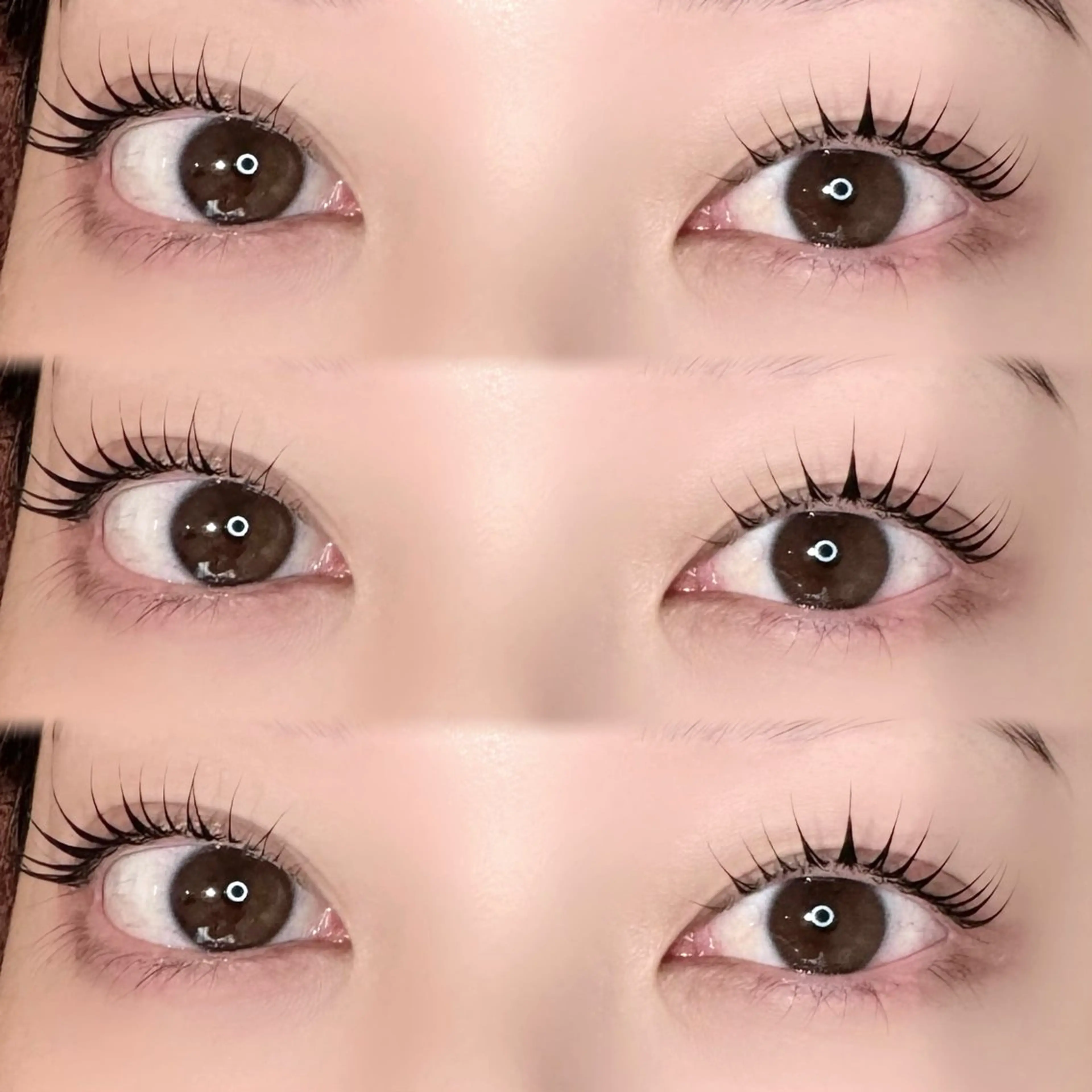 マツエク・マツパ 岩戸優奈 束感まつげ ピンク/ベージュのヘアスタイル