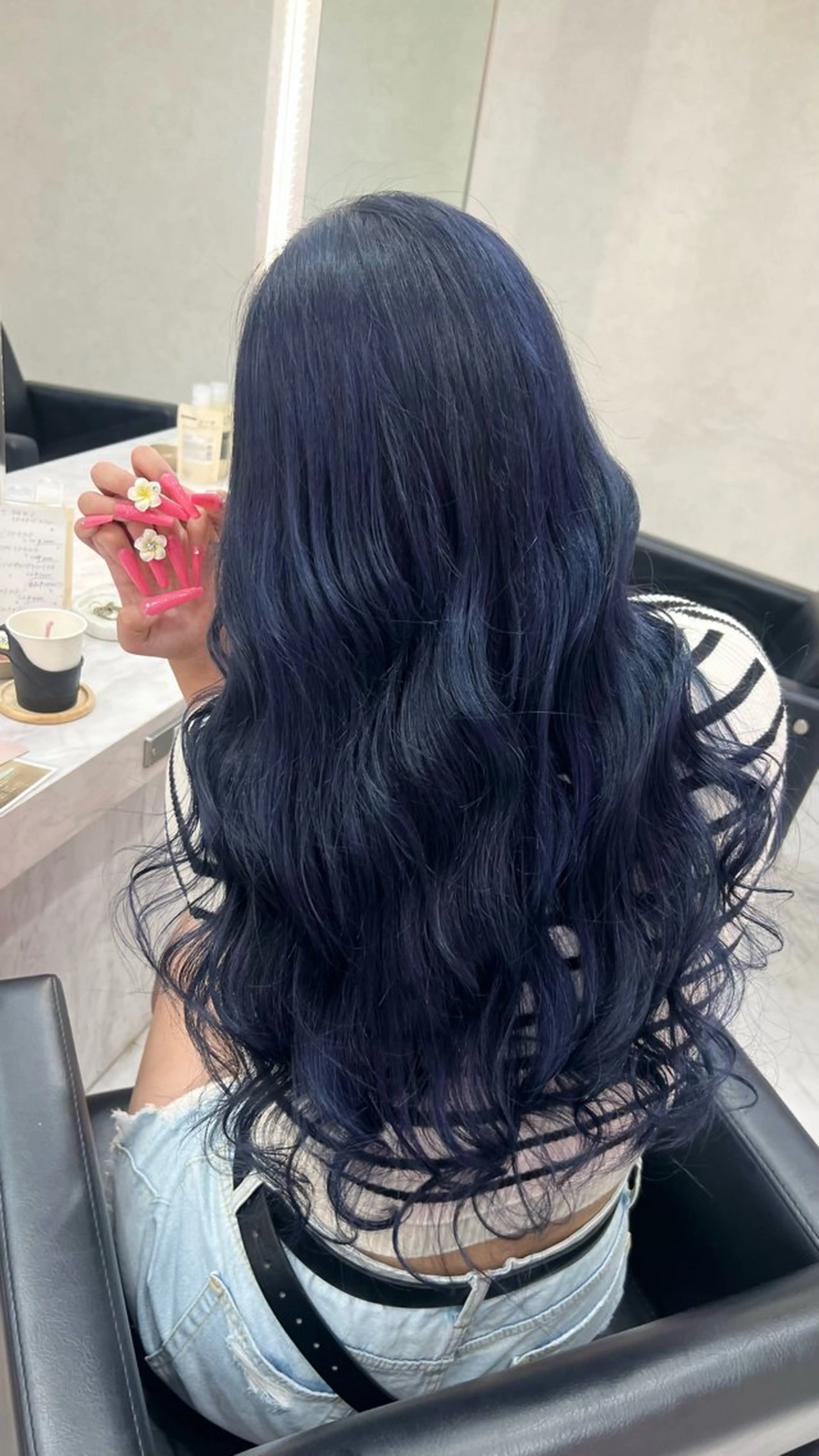 ロング カラー カット ヘアカラー ハイトーン/韓国風 🤍Nacchi🐈のマツエク・マツパデザイン