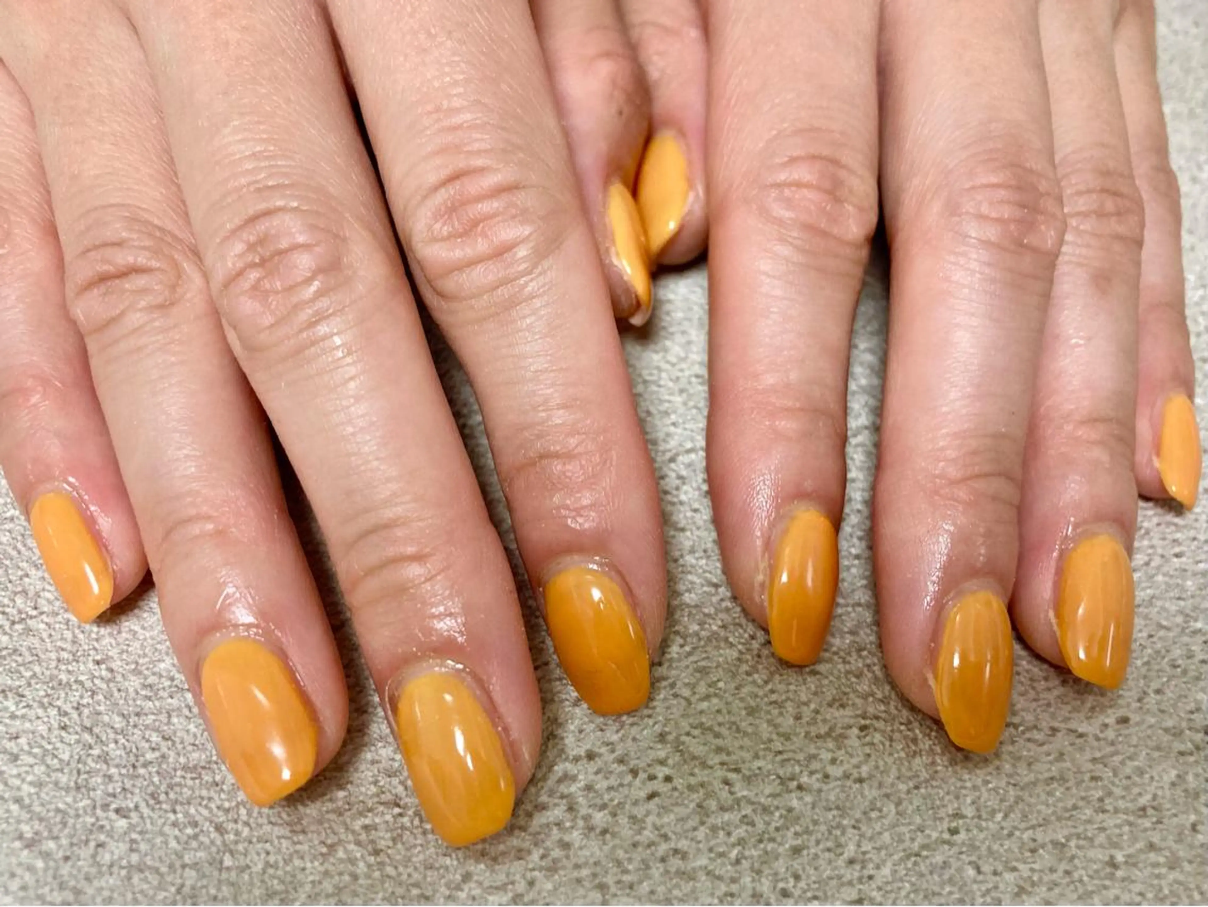 ネイル ワンカラーネイル オレンジ ハンドネイル Mogu nail 二子玉川のネイルデザイン