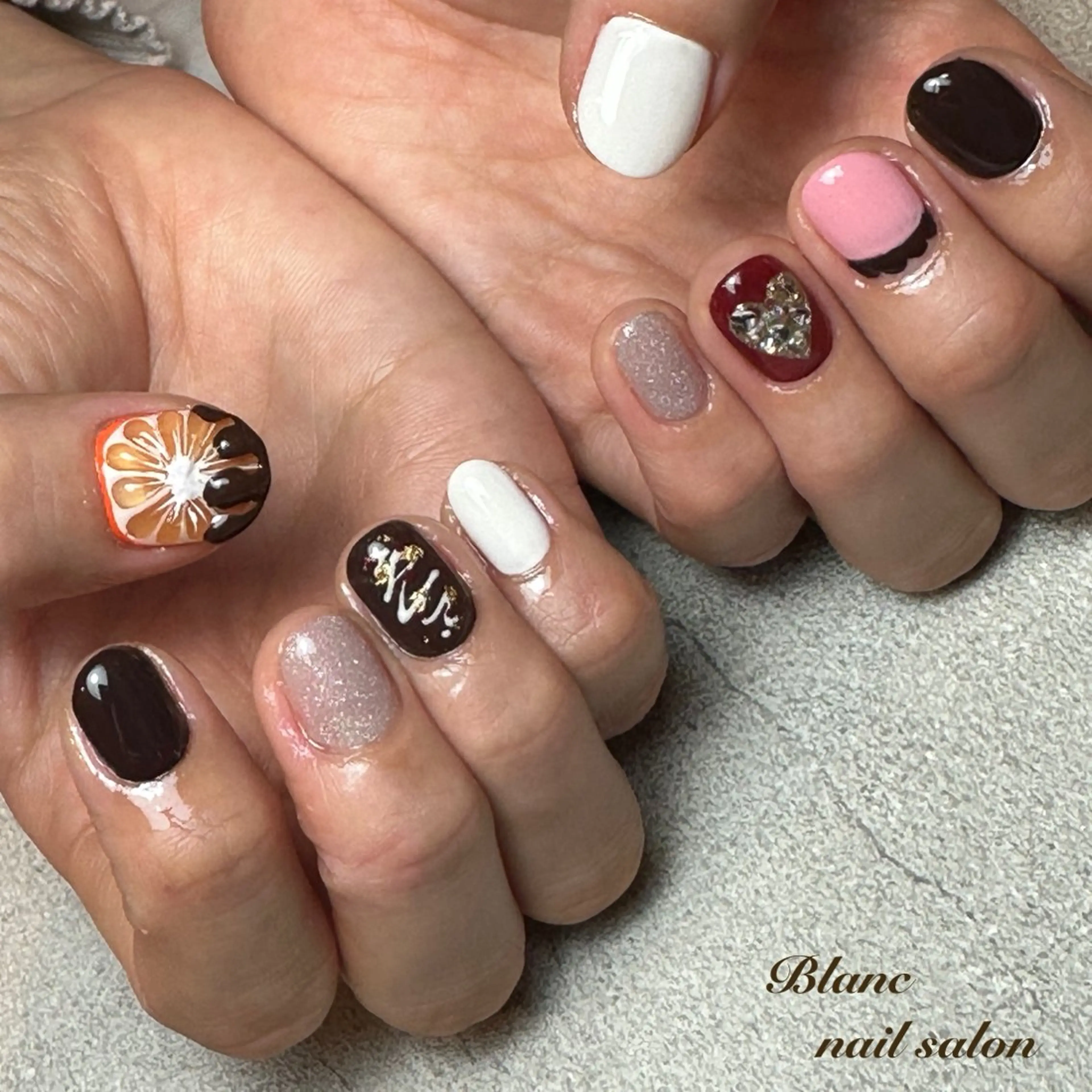 ネイル ハート バレンタイン Blanc ブランのネイルデザイン