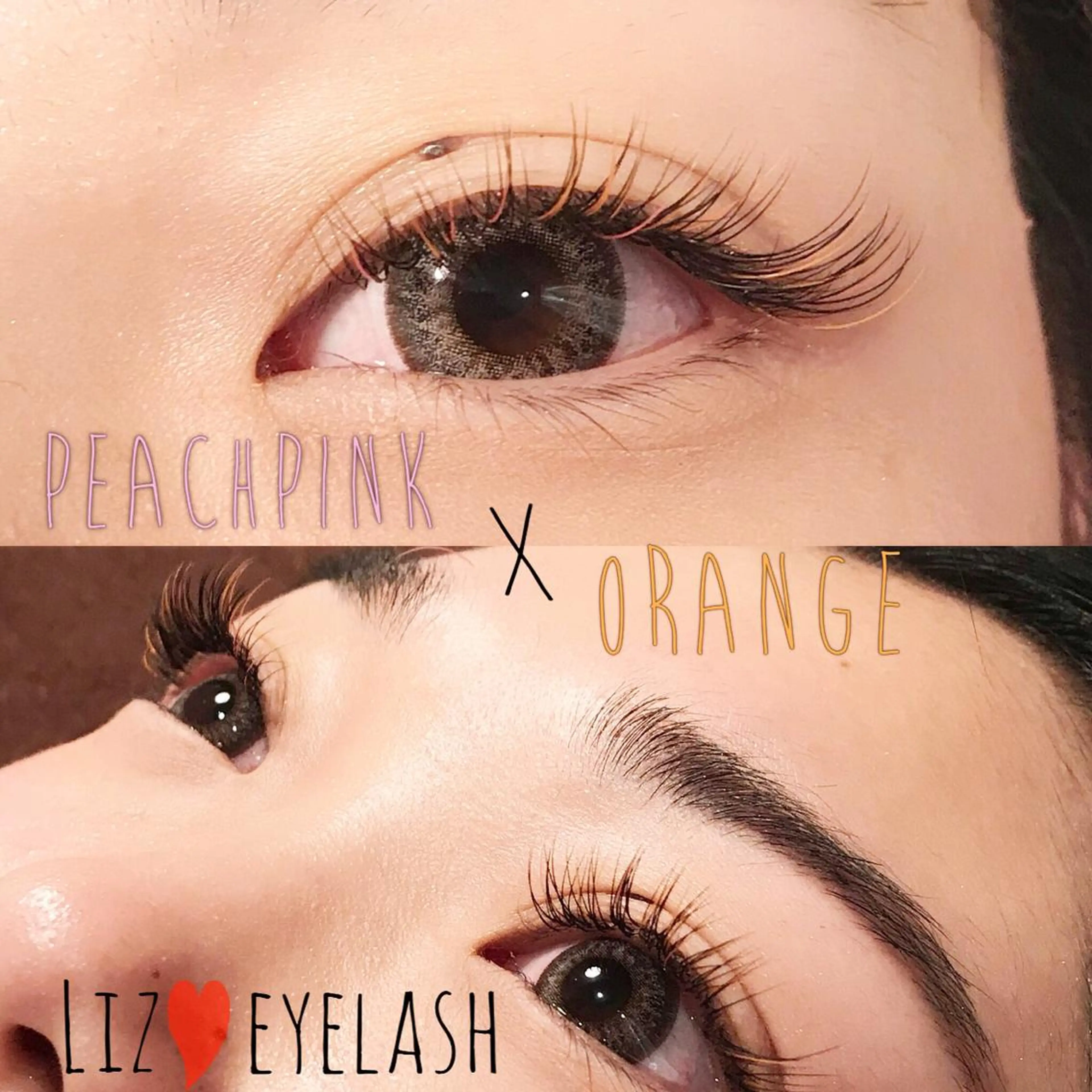 ネイル マツエク・マツパ Cカール カラーマツエク ナチュラル オレンジ ピンク マツエク nashira -ナシラ- 恵比寿のマツエク・マツパデザイン