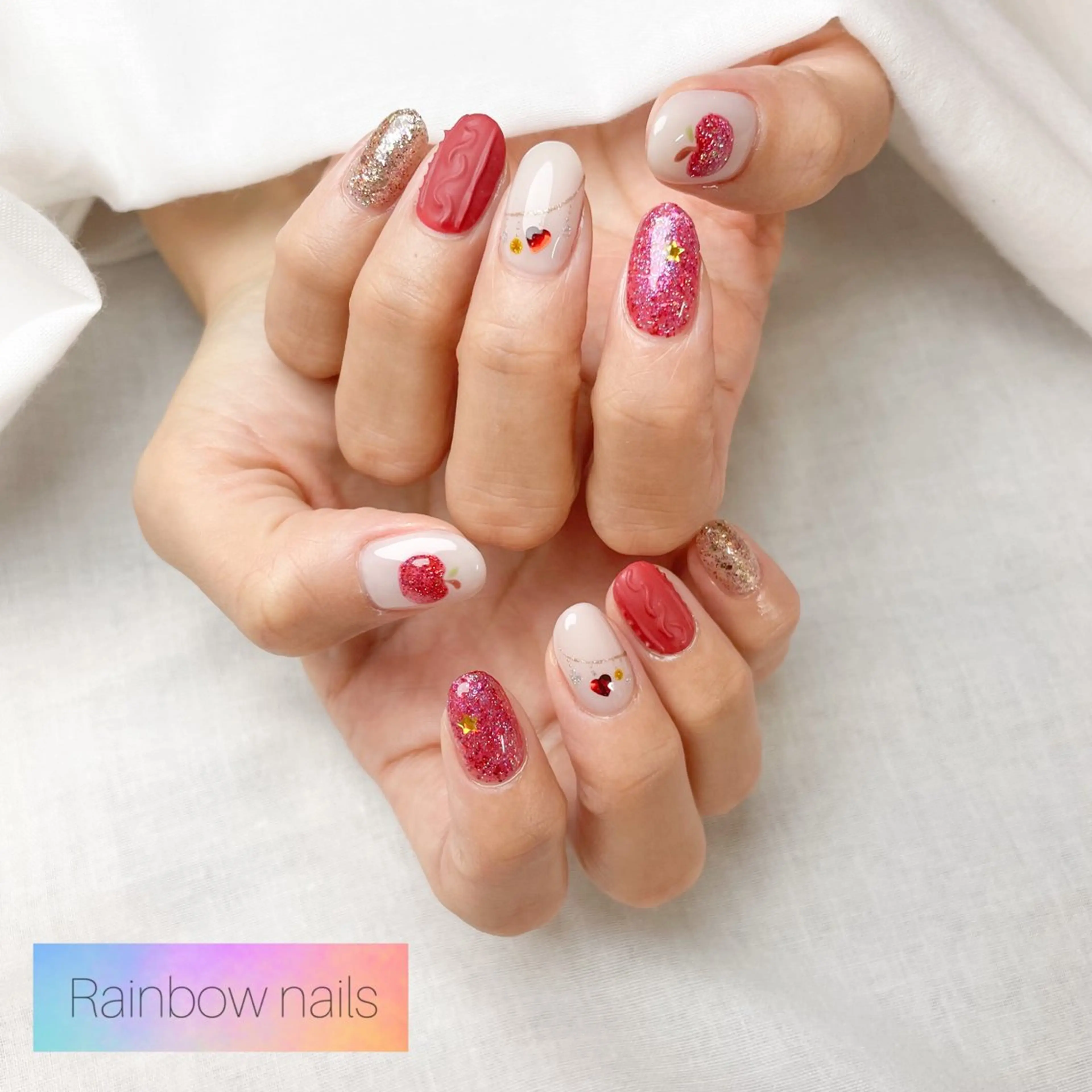 ネイル Rainbow nailsくろちゃんのネイルデザイン