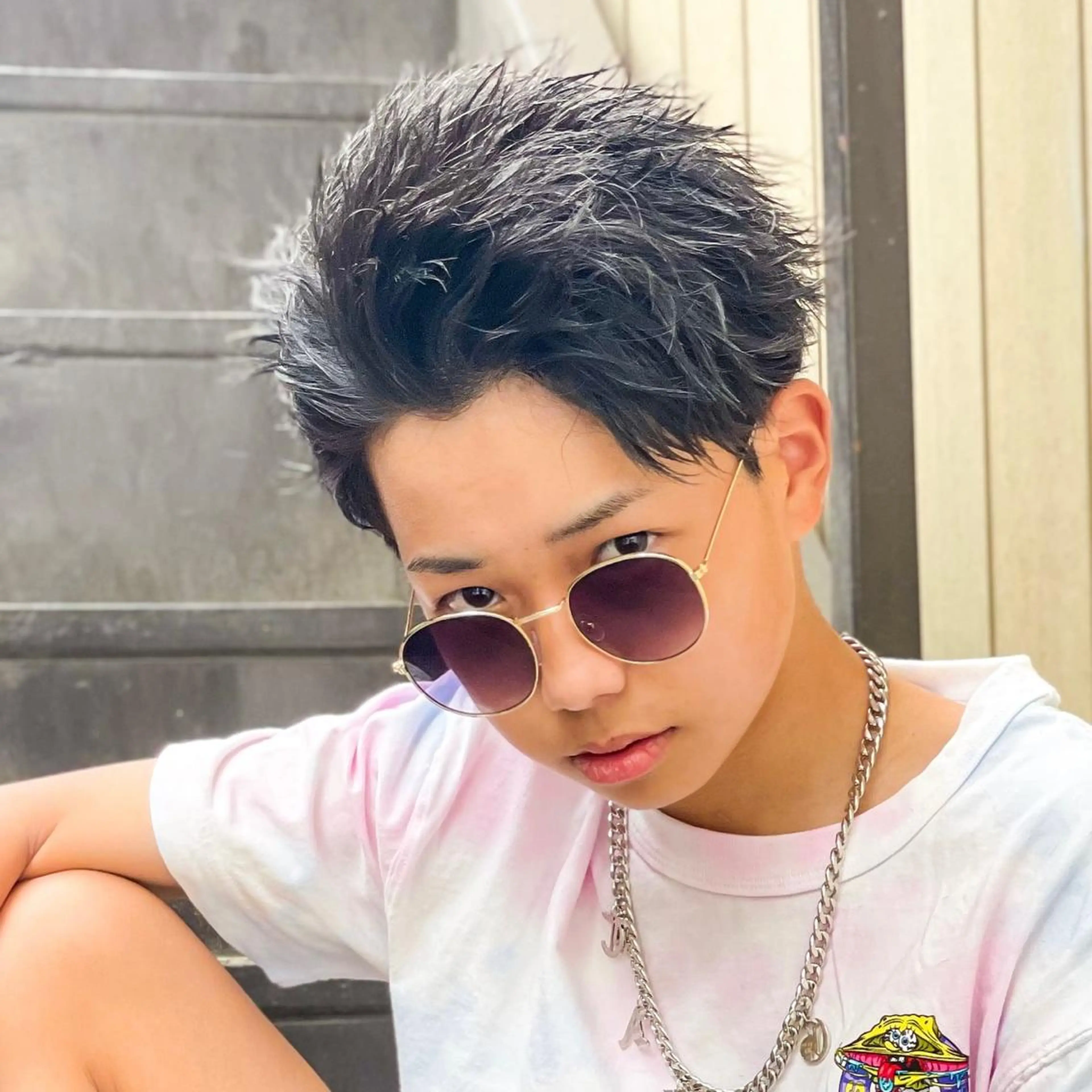 ショート カラー パーマ メンズ アップバング かきあげバング カット パーマ 🔥メンズ🔥かっこ いいが正義！代表柿崎のヘアスタイル