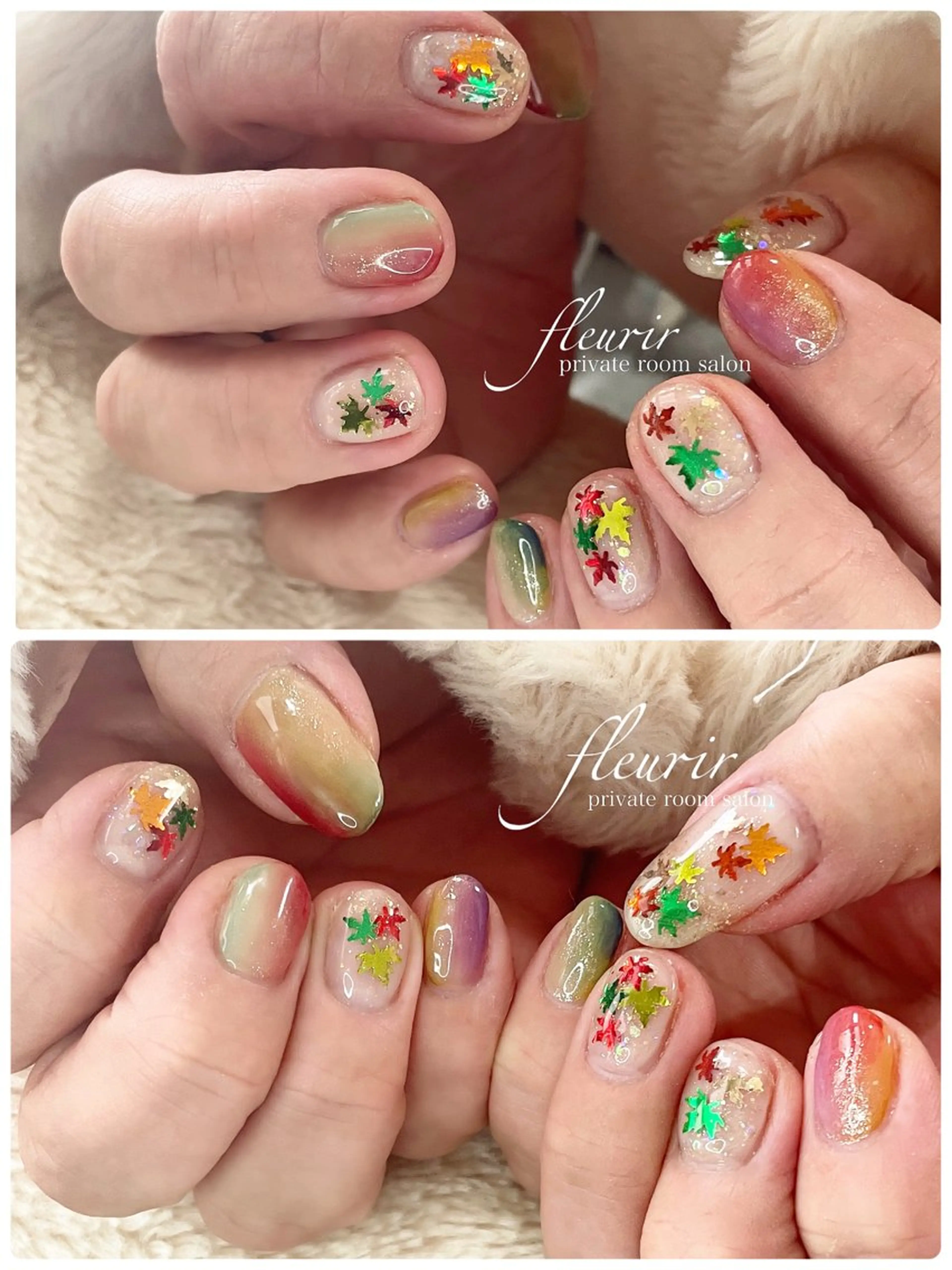 ネイル ラメ(グリッター) ニュアンスネイル フルリール 【プライベートサロンのネイルデザイン