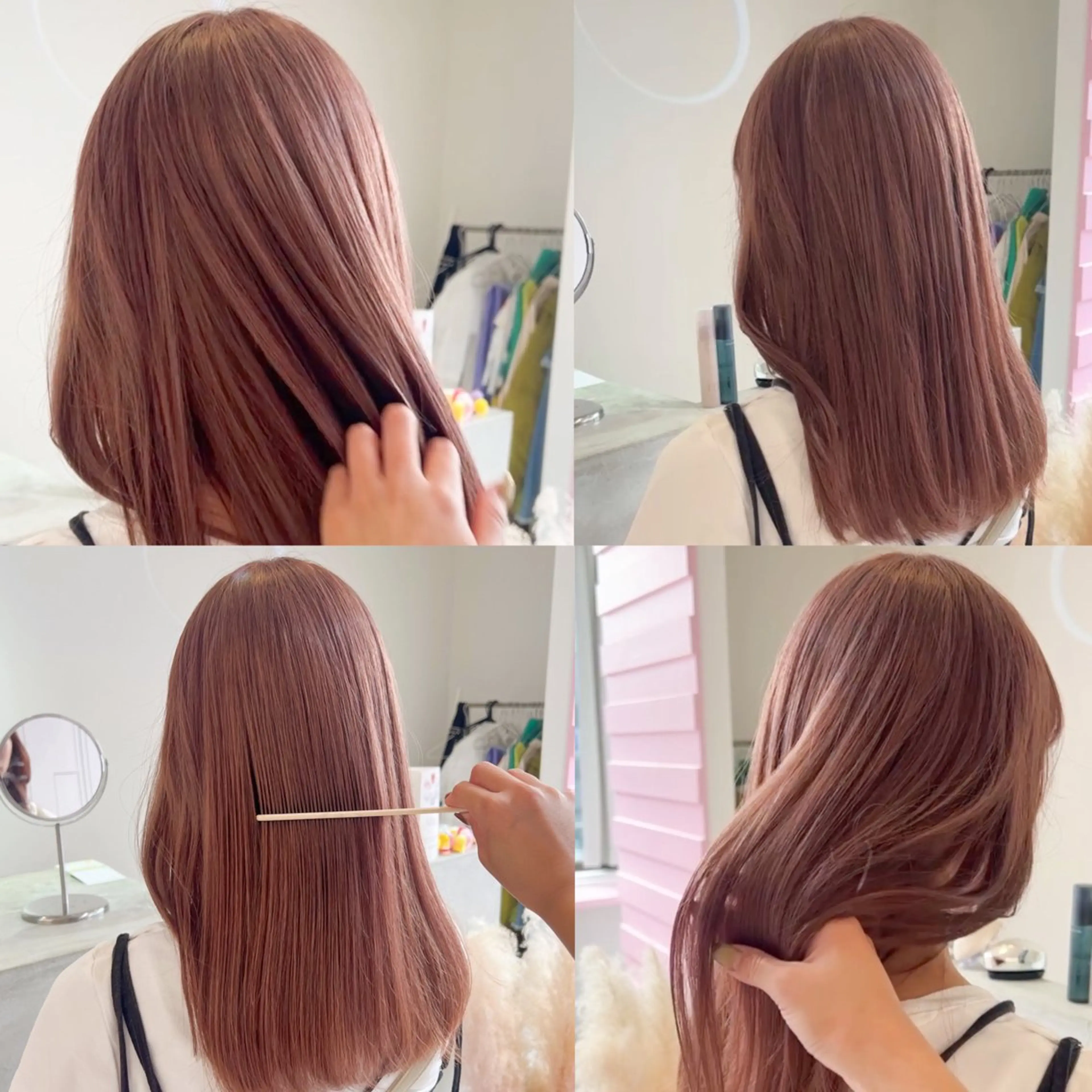 セミロング カラー ヘアカラー トリートメント 🎀ダブルカラー/ ピンク×ガーリー🎀のヘアスタイル