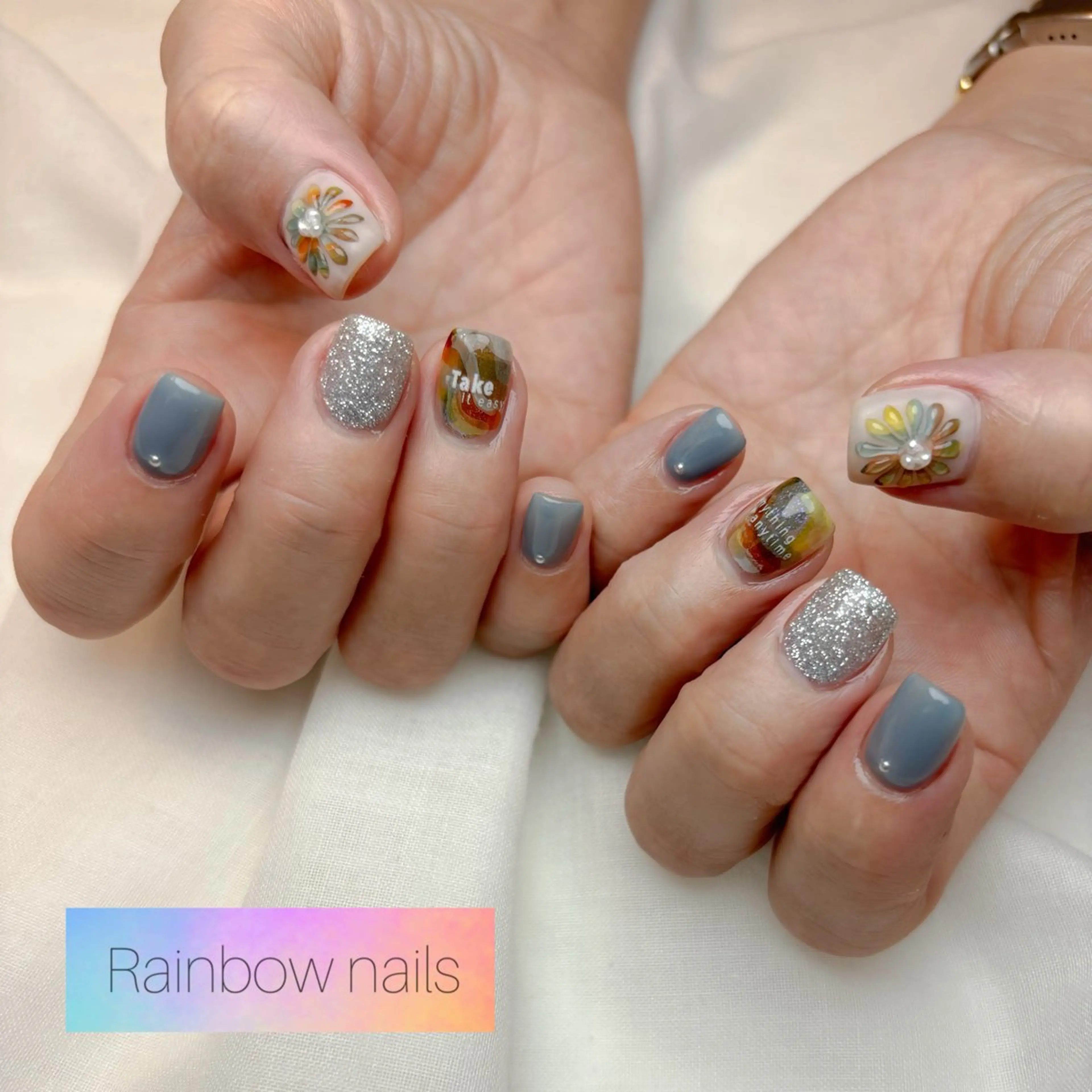 ネイル Rainbow nailsくろちゃんのネイルデザイン
