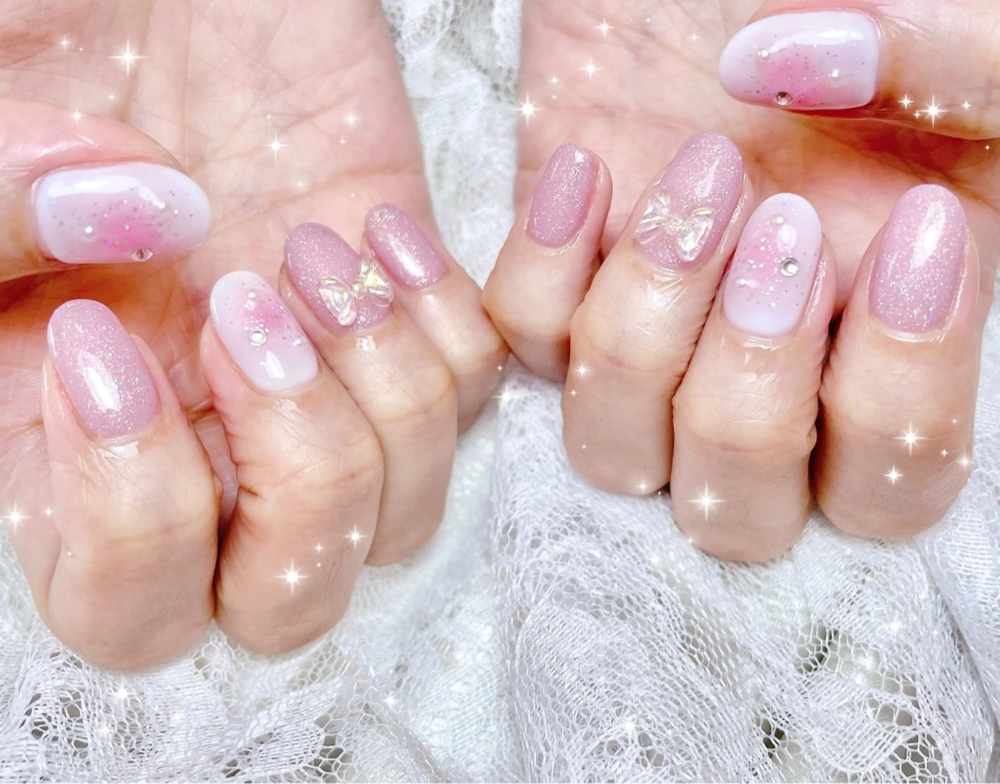 ネイル チークネイル ピンク ハンドネイル FLARE NAIL フレアネイルのネイルデザイン